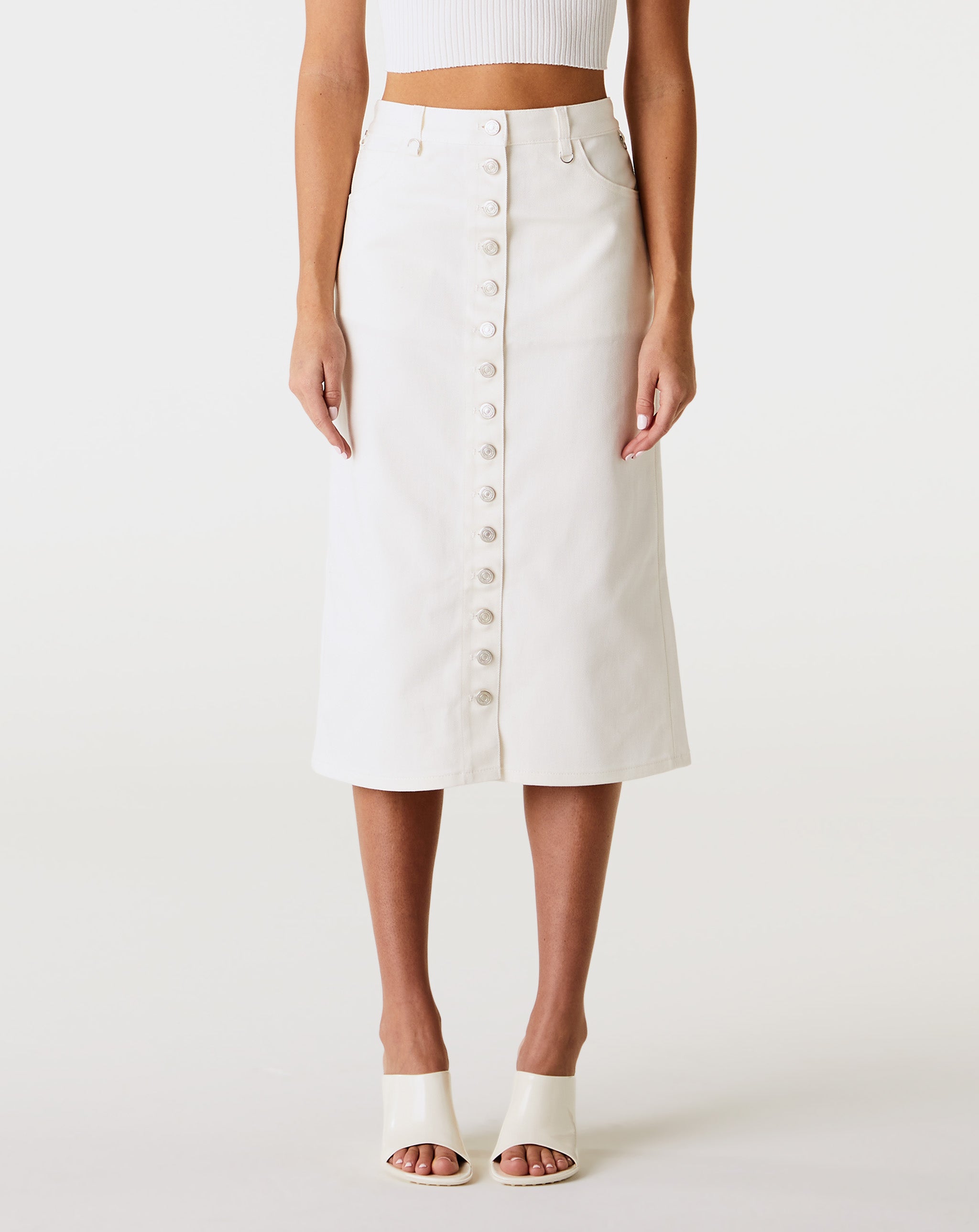 Multiflex White Denim Skirt