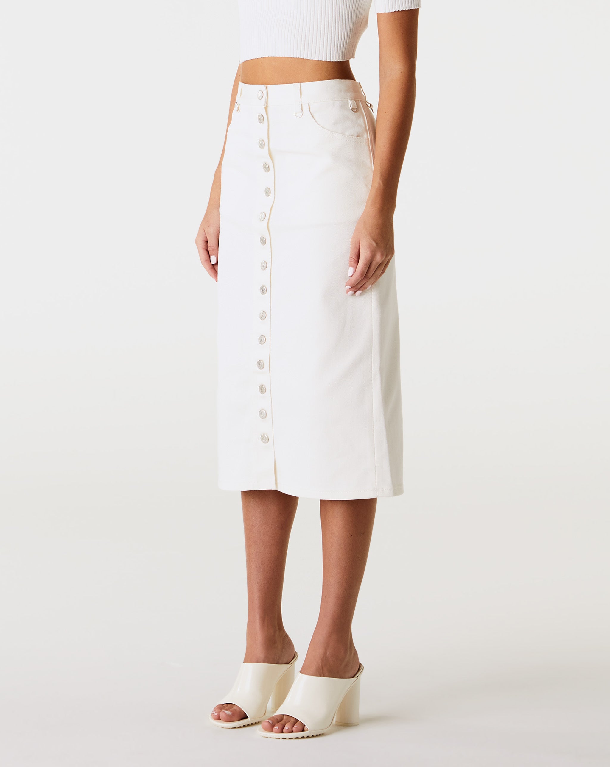 Multiflex White Denim Skirt