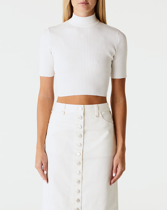 Mockneck Rib Knit Cropped Top