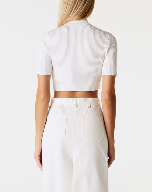Mockneck Rib Knit Cropped Top
