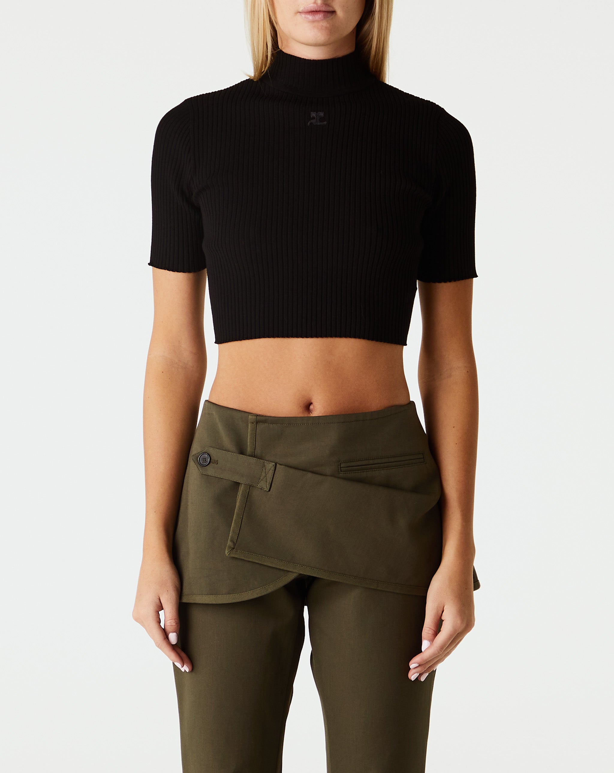 Mockneck Rib Knit Cropped Top