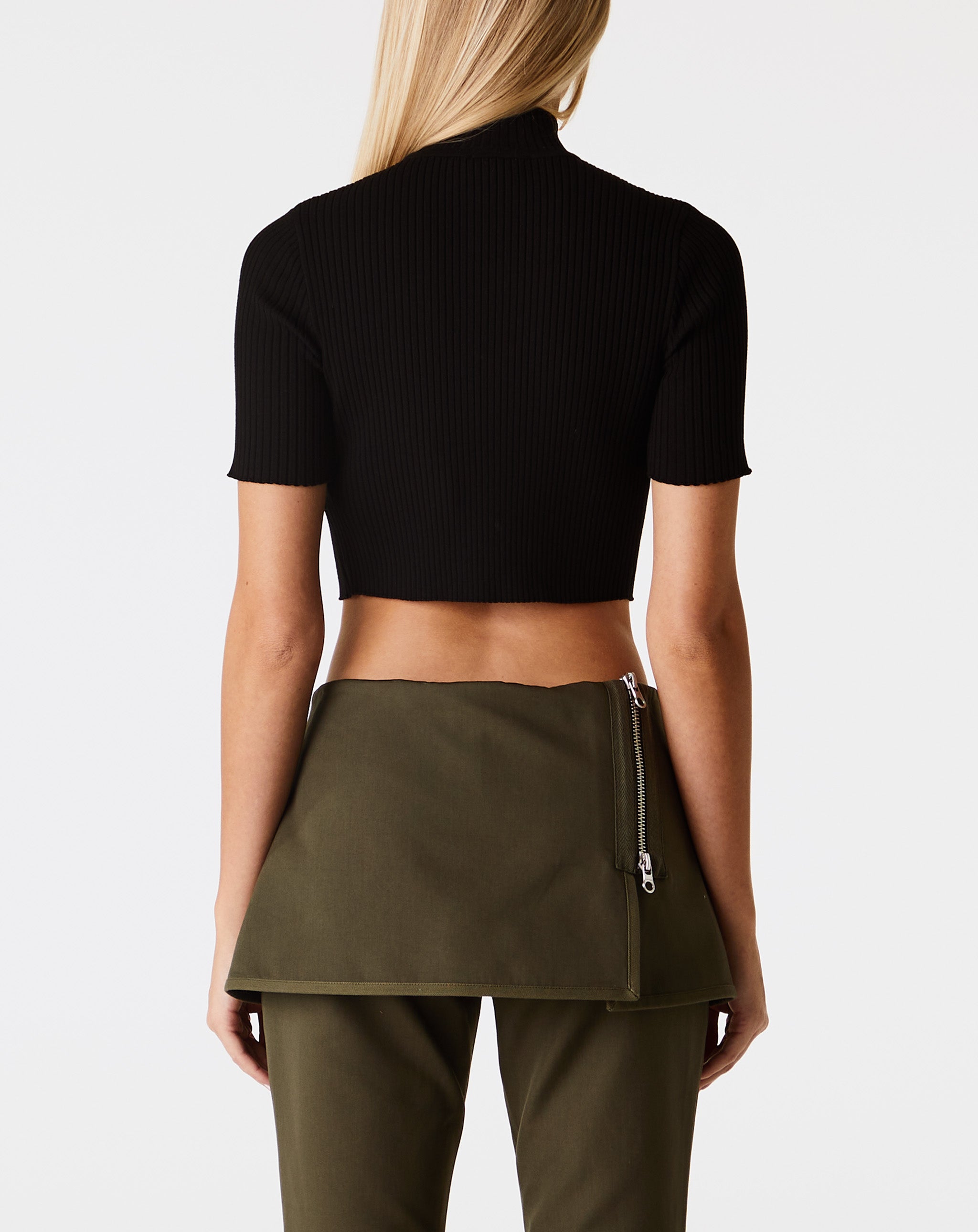 Mockneck Rib Knit Cropped Top