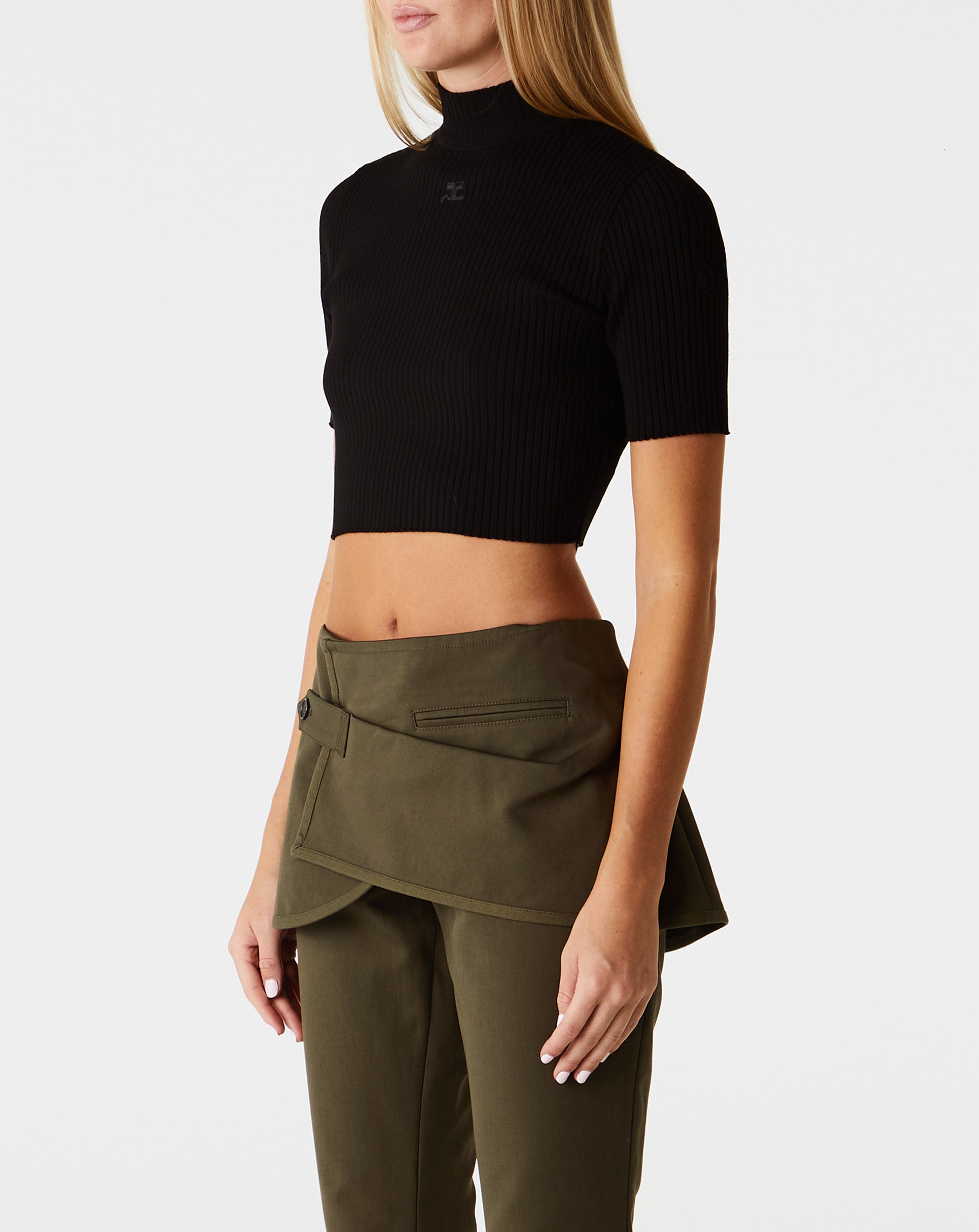 Mockneck Rib Knit Cropped Top