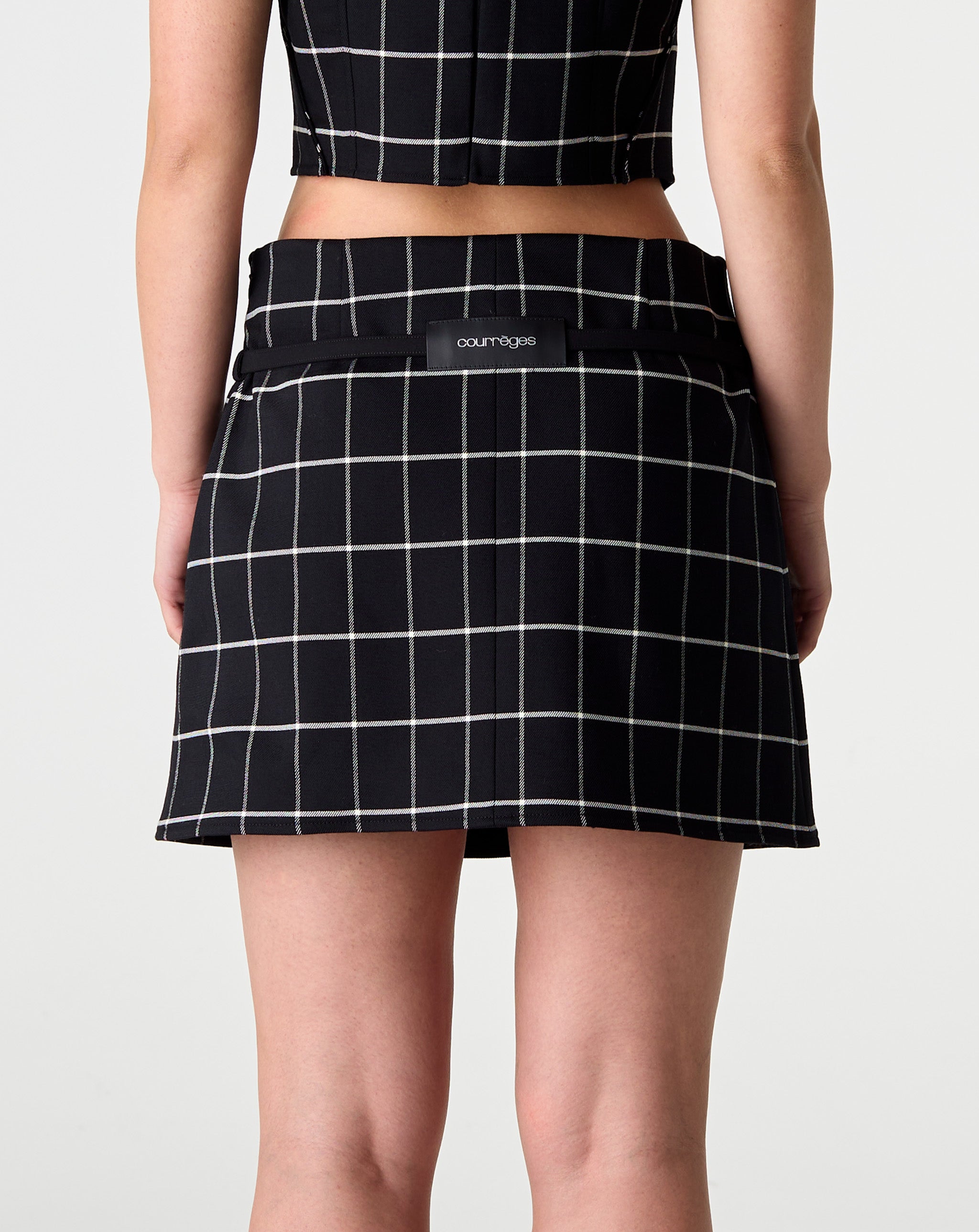 Two Pkts Checked Skirt