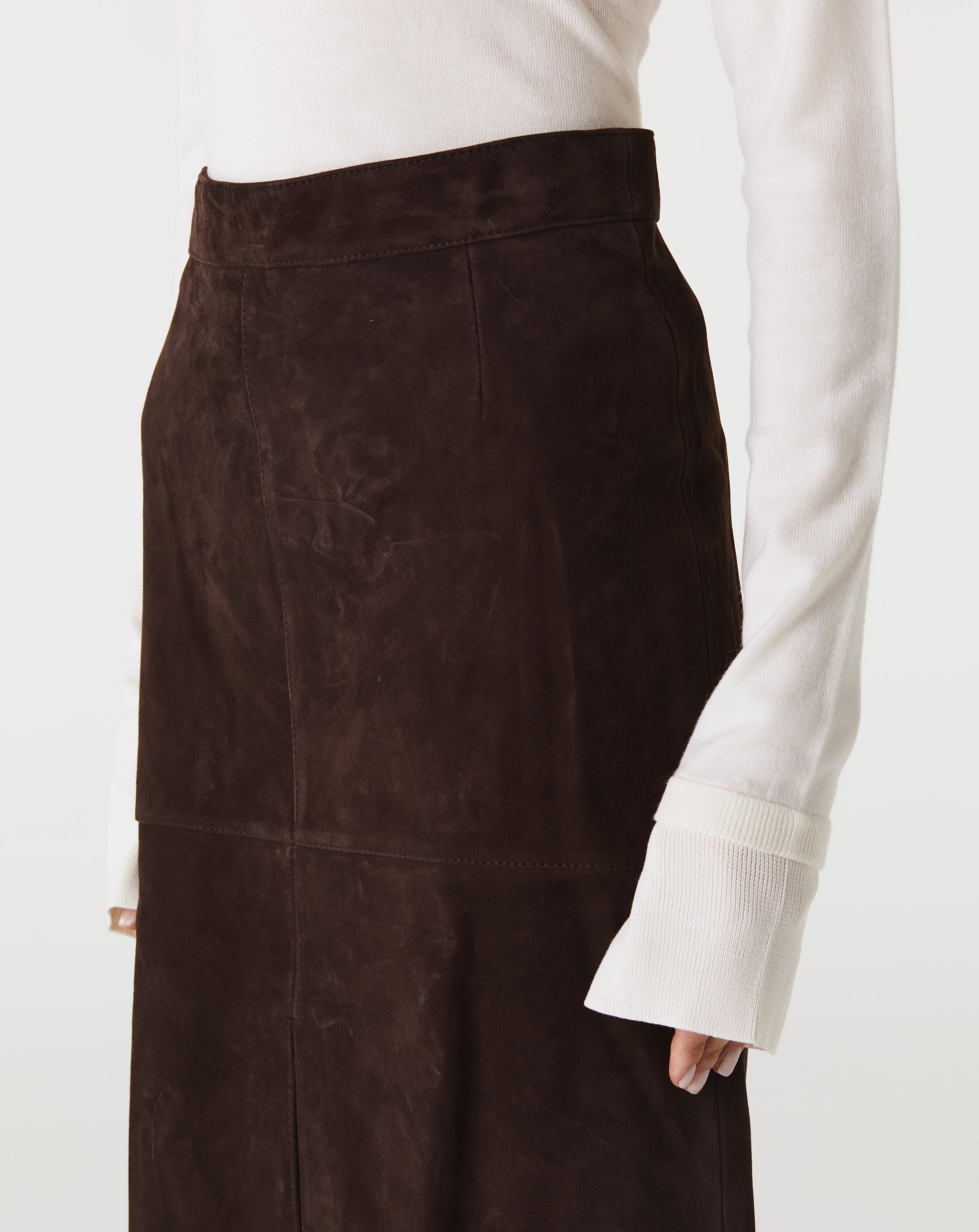 Paneled Suede Skirt
