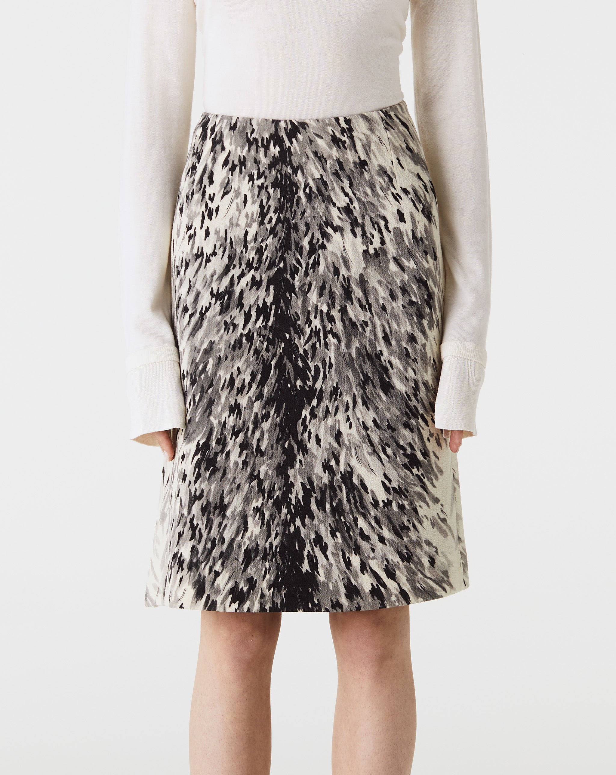 Side Split Fur Print Skirt
