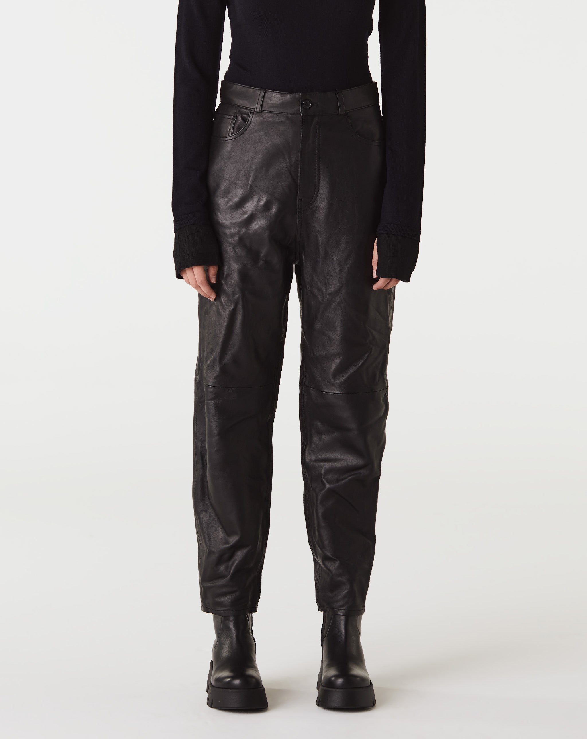 Tapered Leather Trousers