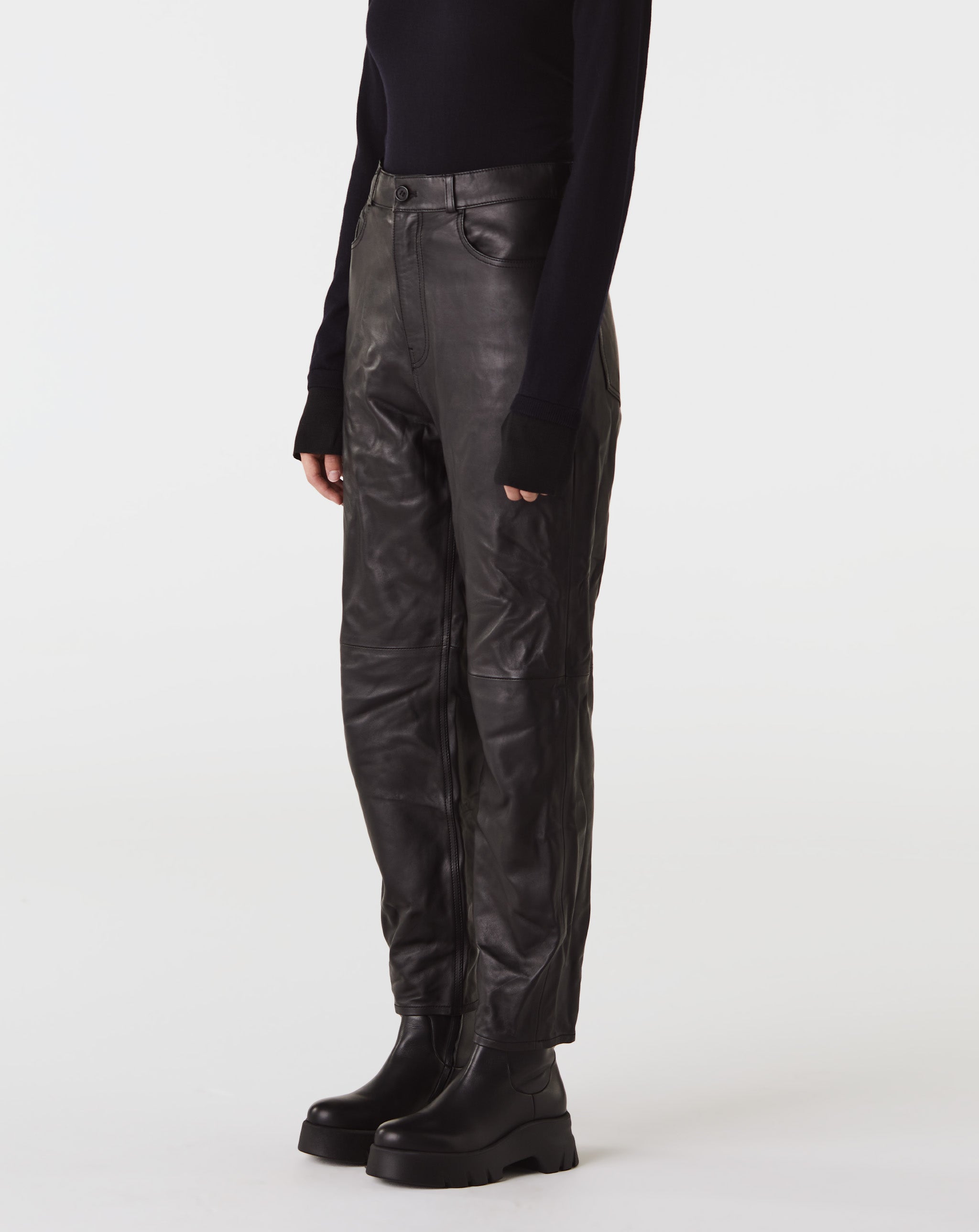 Tapered Leather Trousers