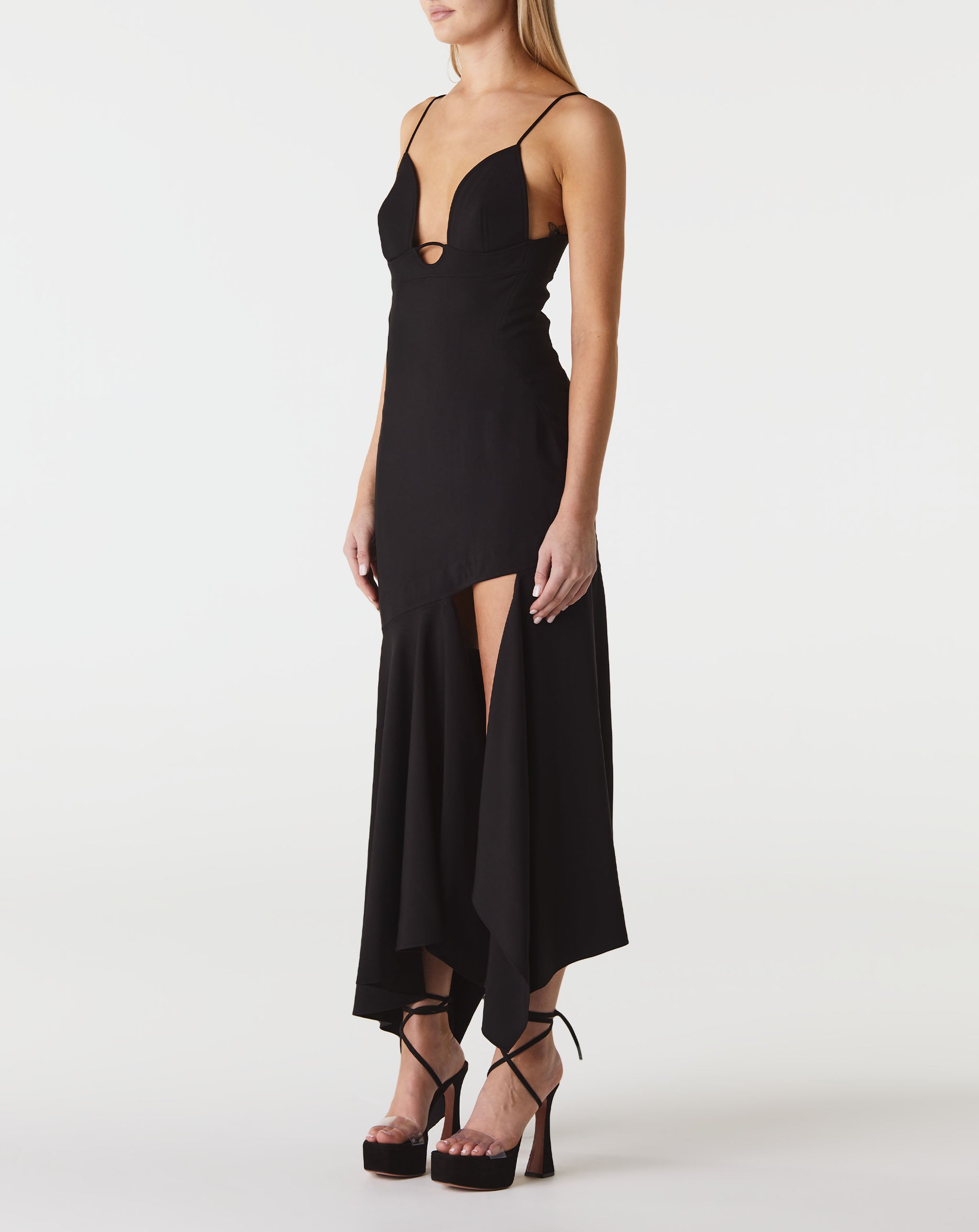 Slashed Leg Long Slip Dress