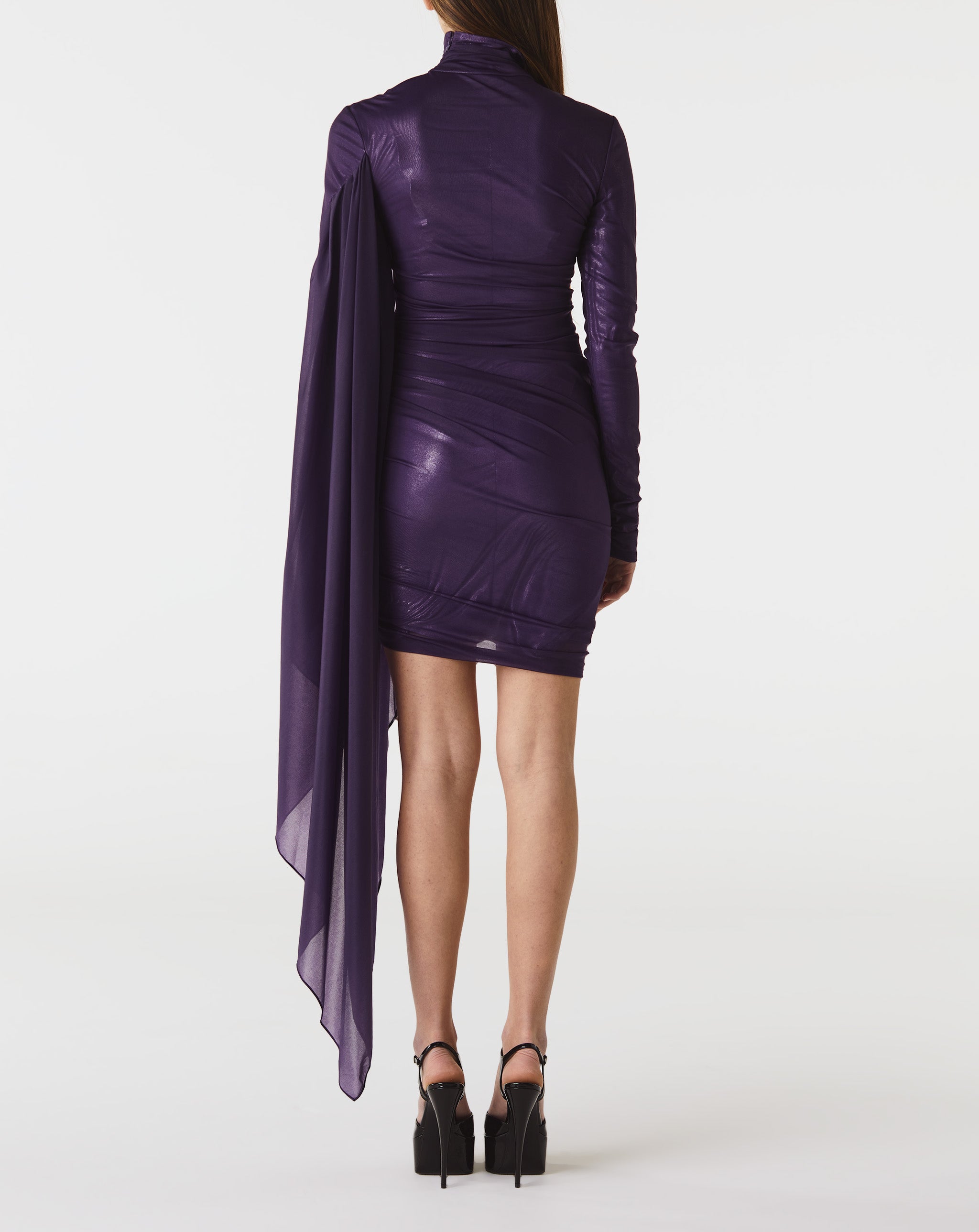 Long Sleeve Draped Ruched Dress