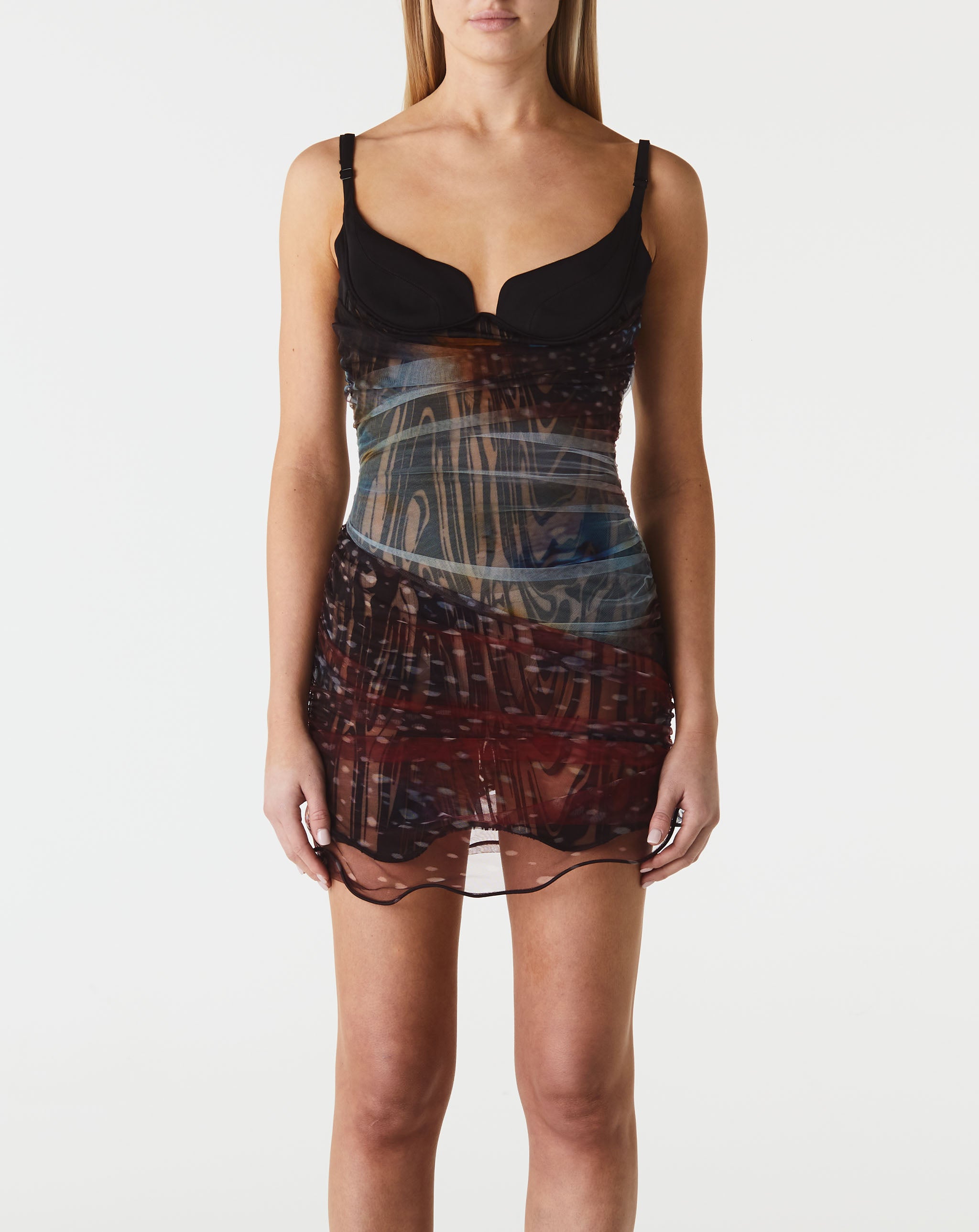 Printed Tulle Slip Dress