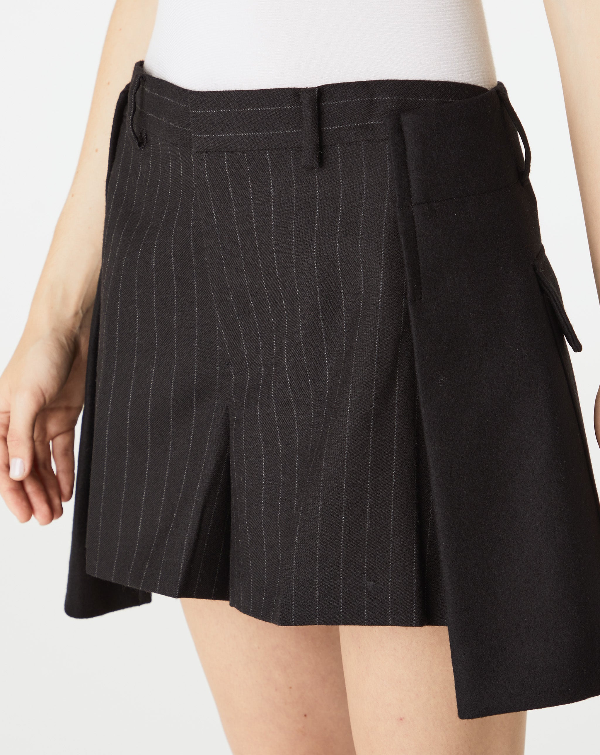 Chalk Stripe X Wool Melton Shorts