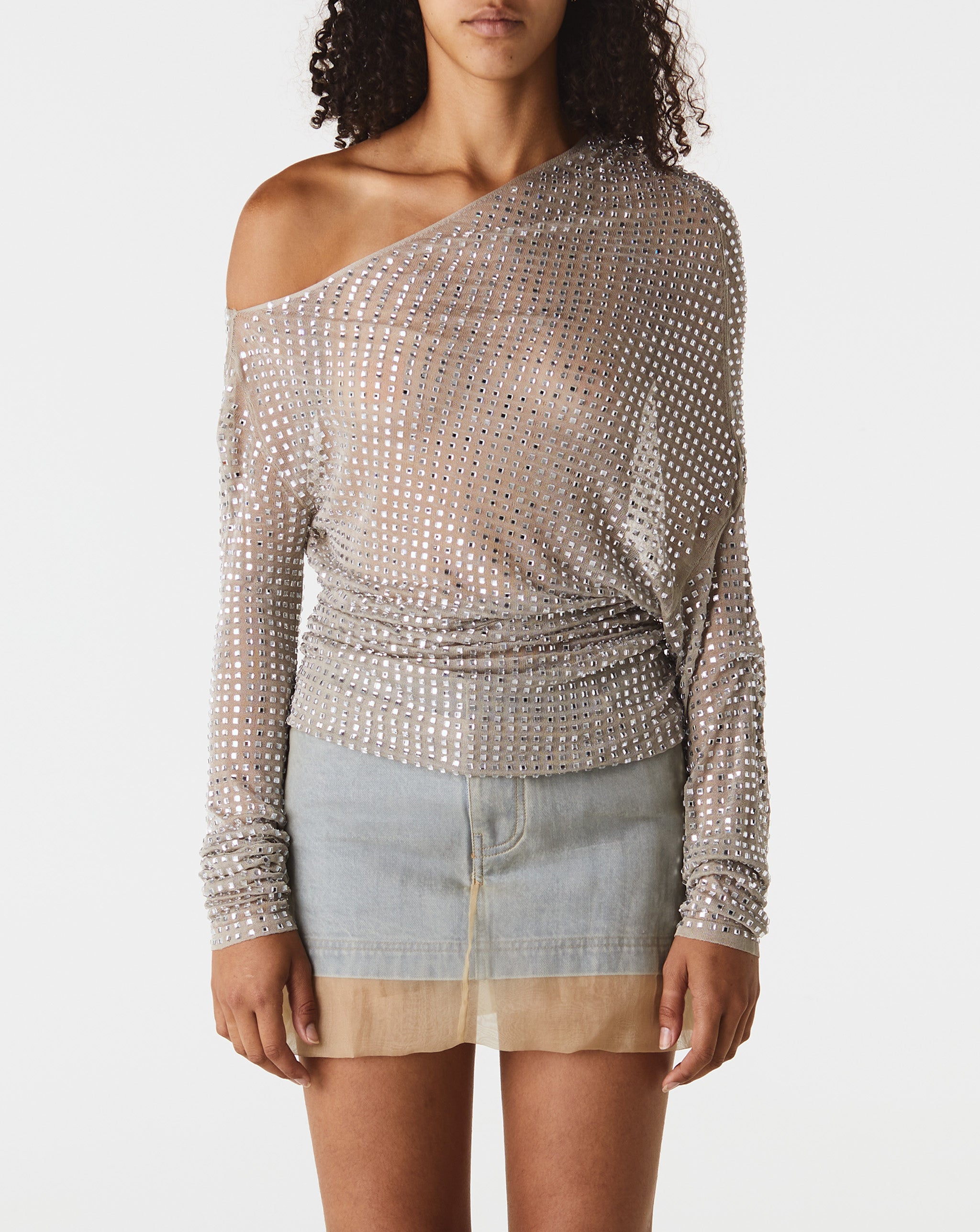 Cristalla Drape Knit L/S Top