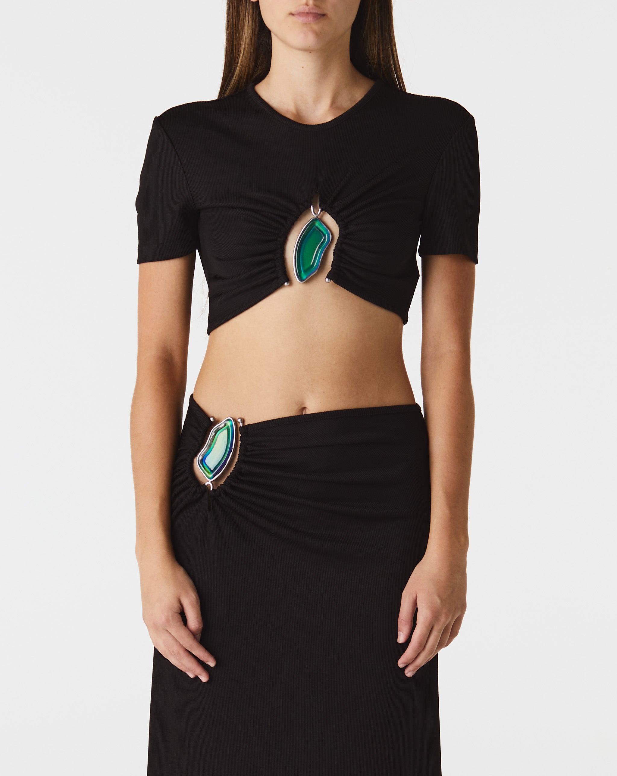 Moodstone Ruched Crop Tee