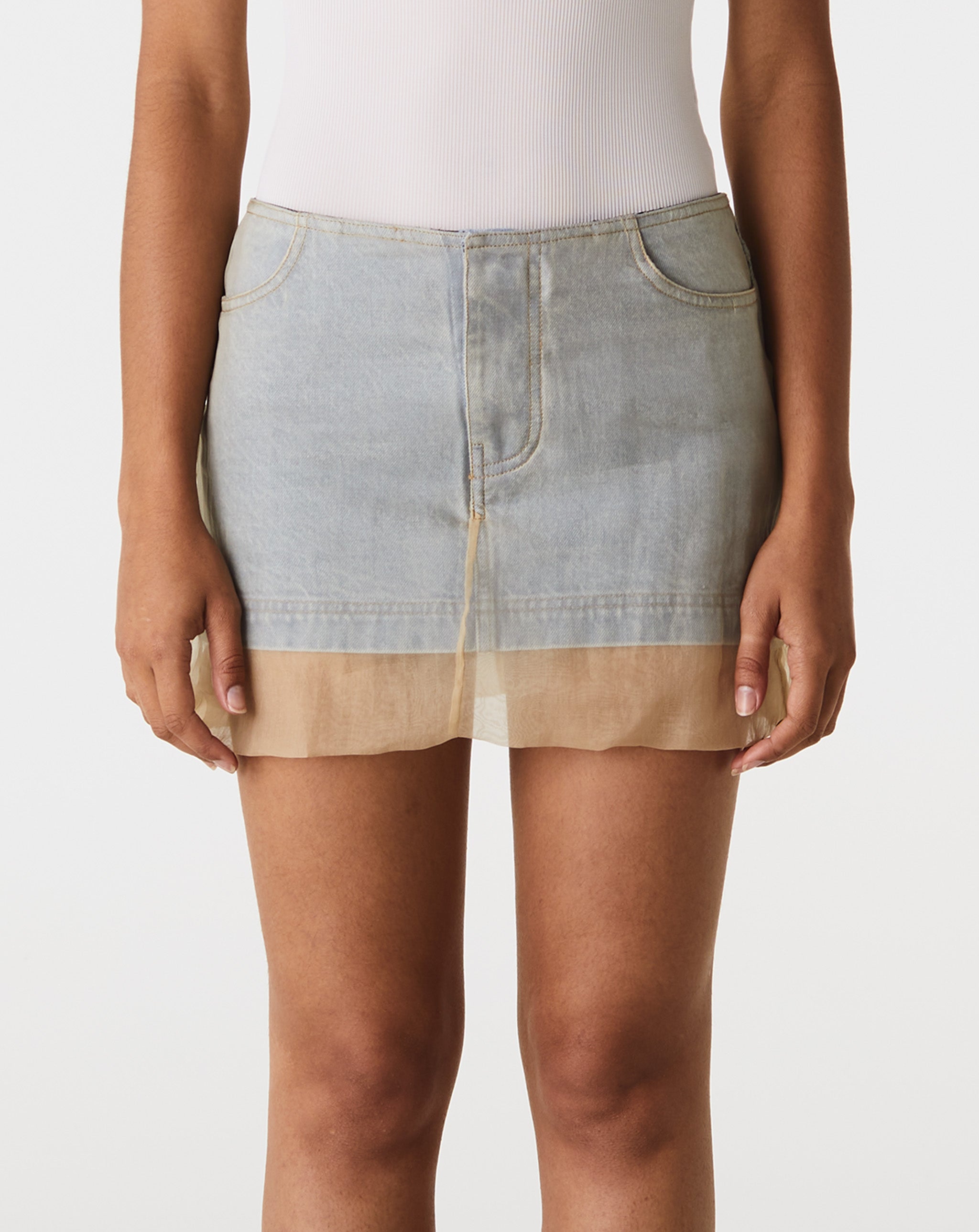 Silk Parchment Denim Skirt