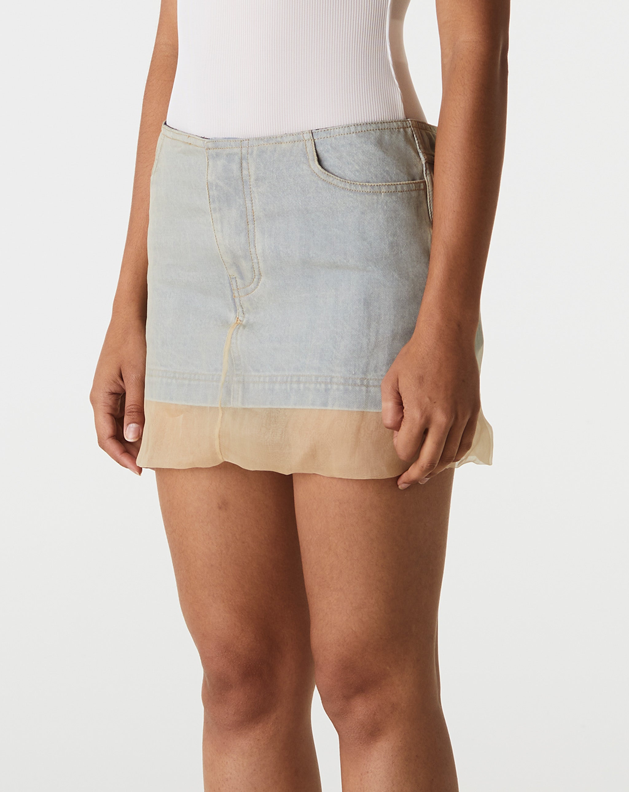 Silk Parchment Denim Skirt