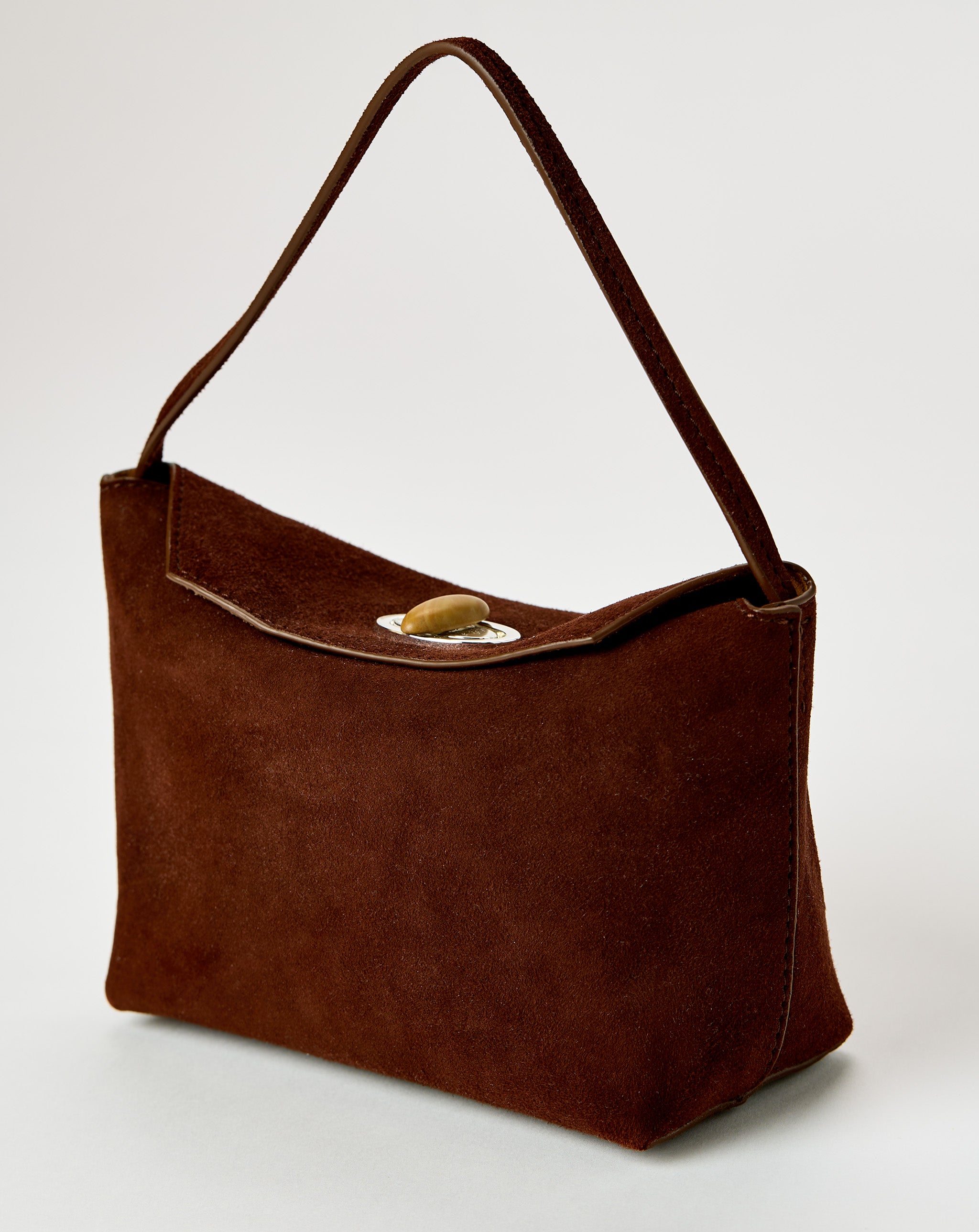 Turnlock Suede Mini Shoulder Bag