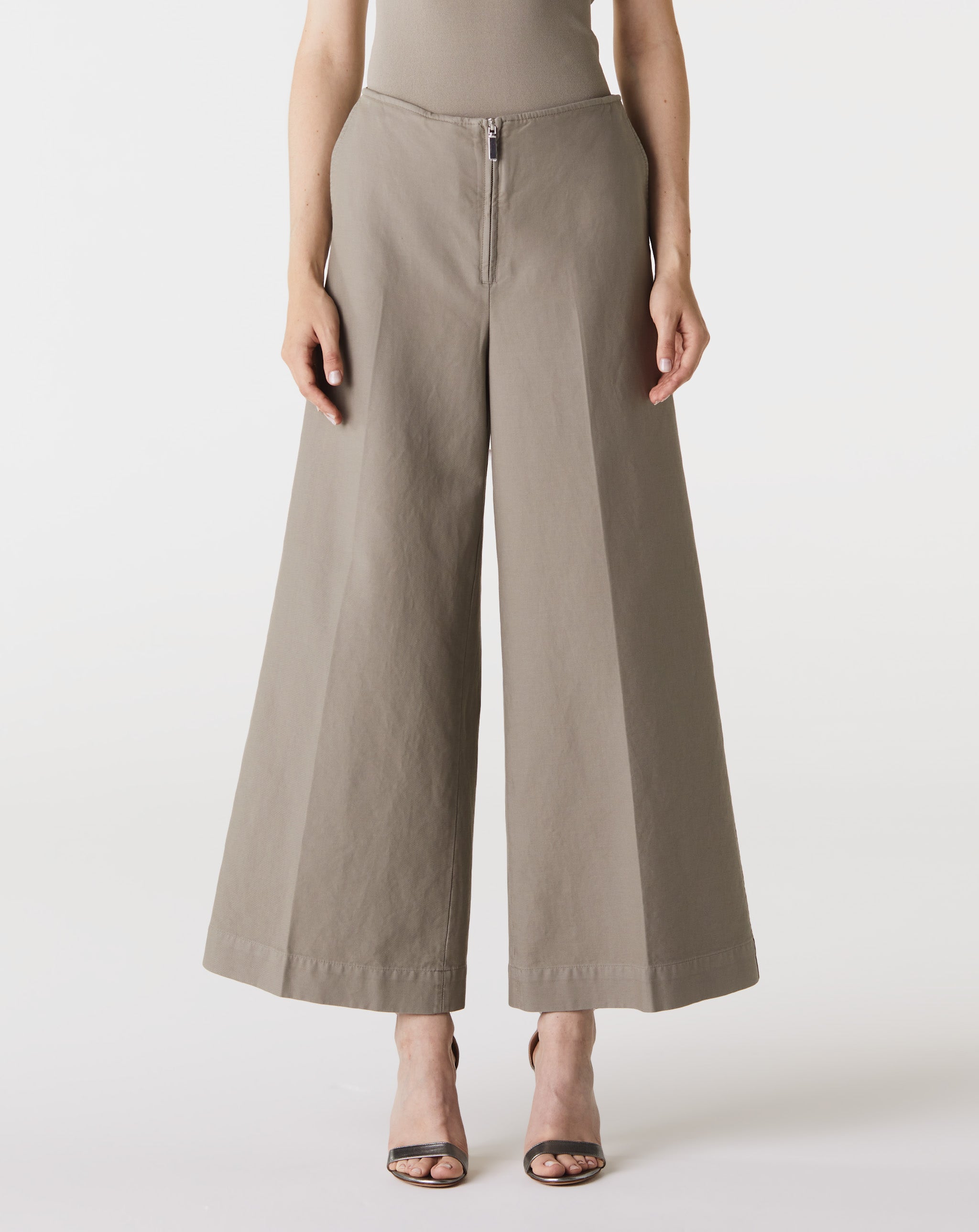 Zip Front Wide Trousers