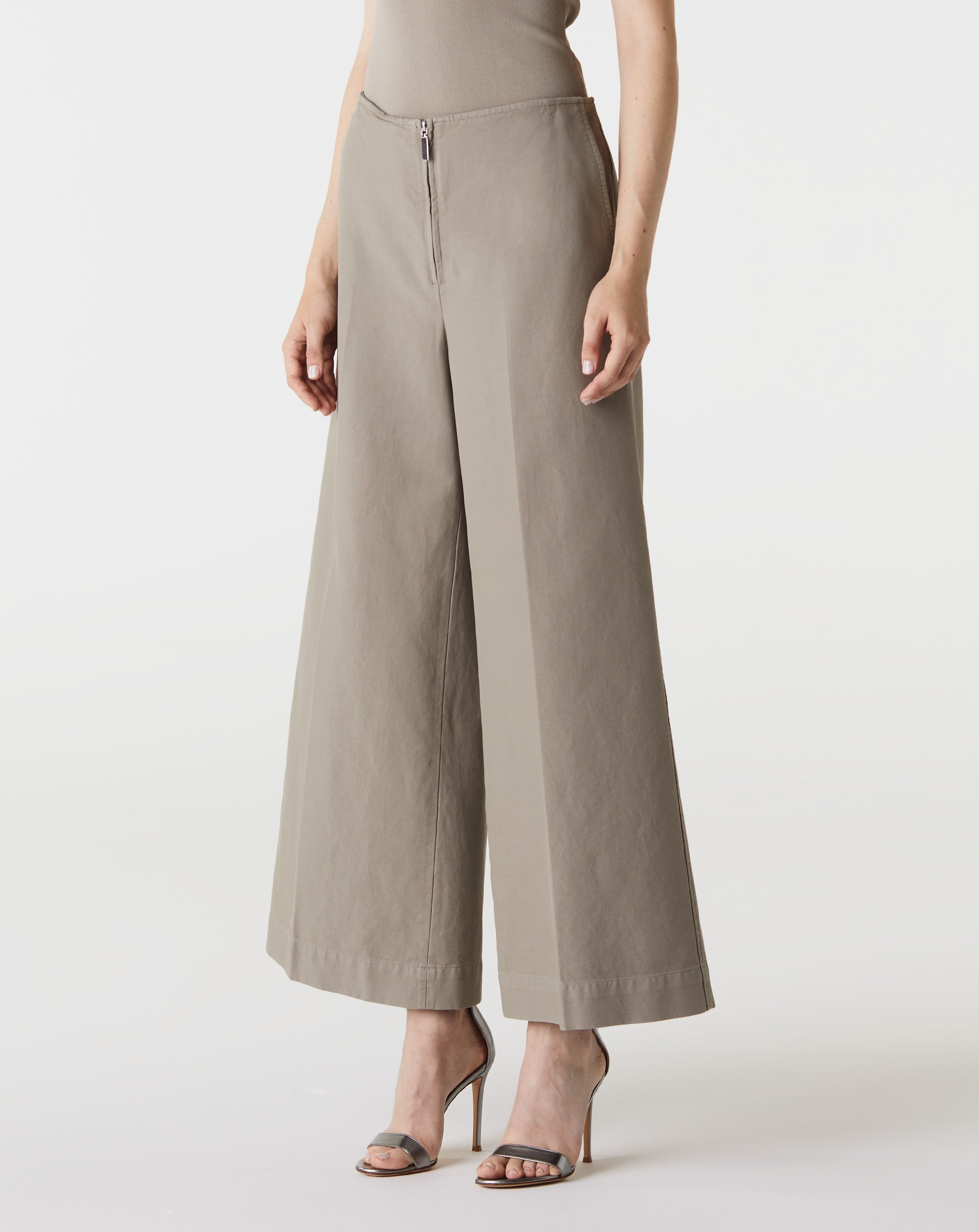 Zip Front Wide Trousers