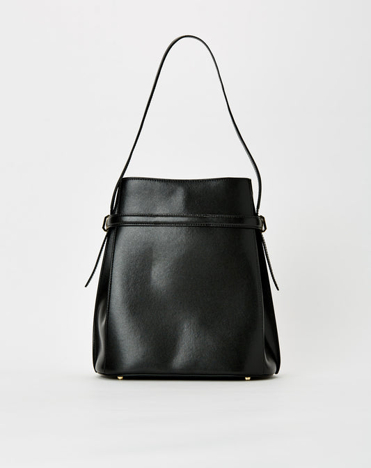 Belted Leather Bucket Bag