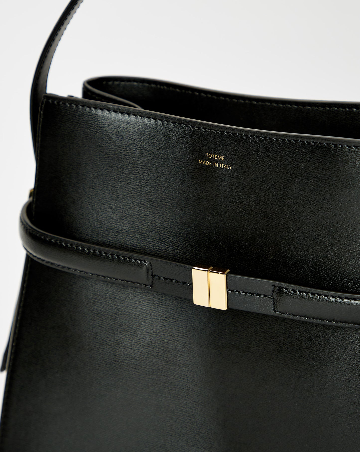 Belted Leather Bucket Bag