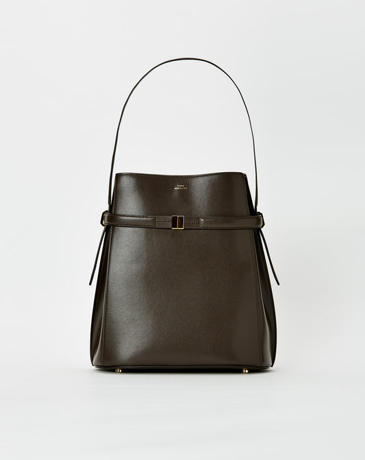 Belted Leather Bucket Bag