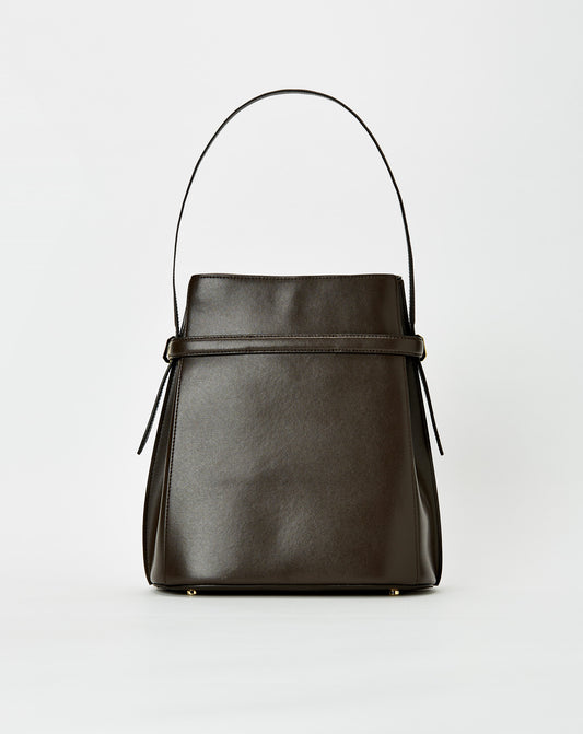 Belted Leather Bucket Bag