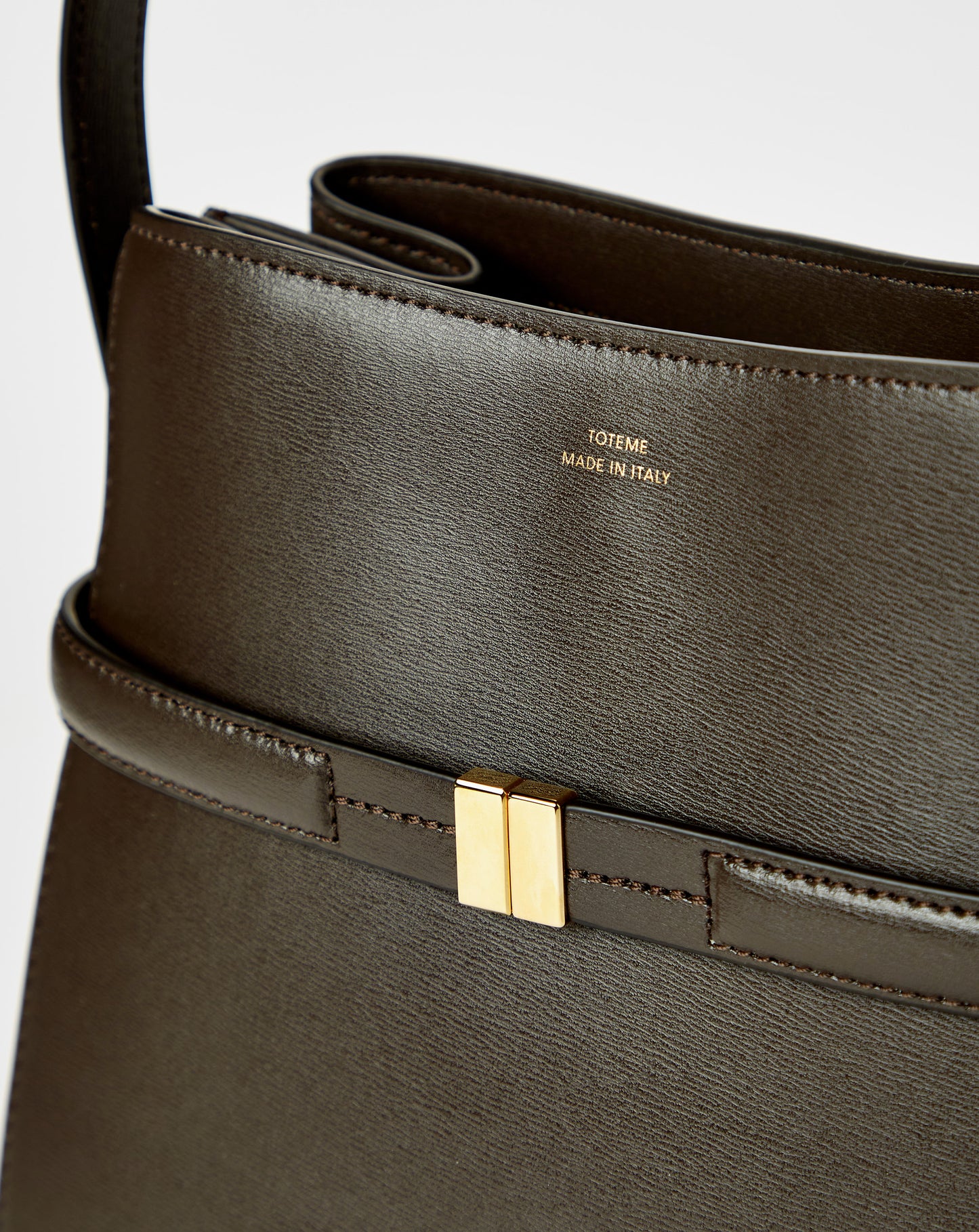 Belted Leather Bucket Bag