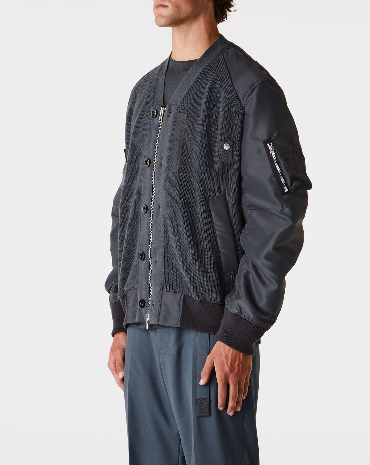 Nylon Twill X Knit Blouson