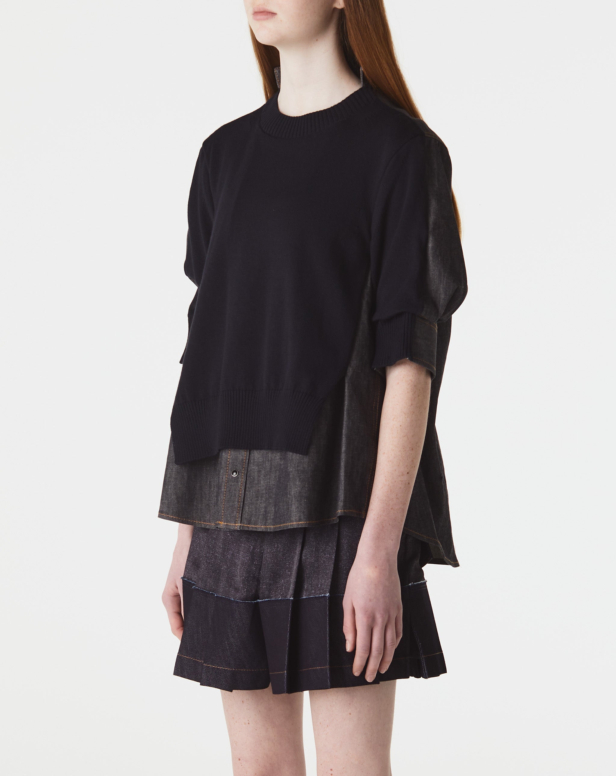 Denim Mix Knit Pullover