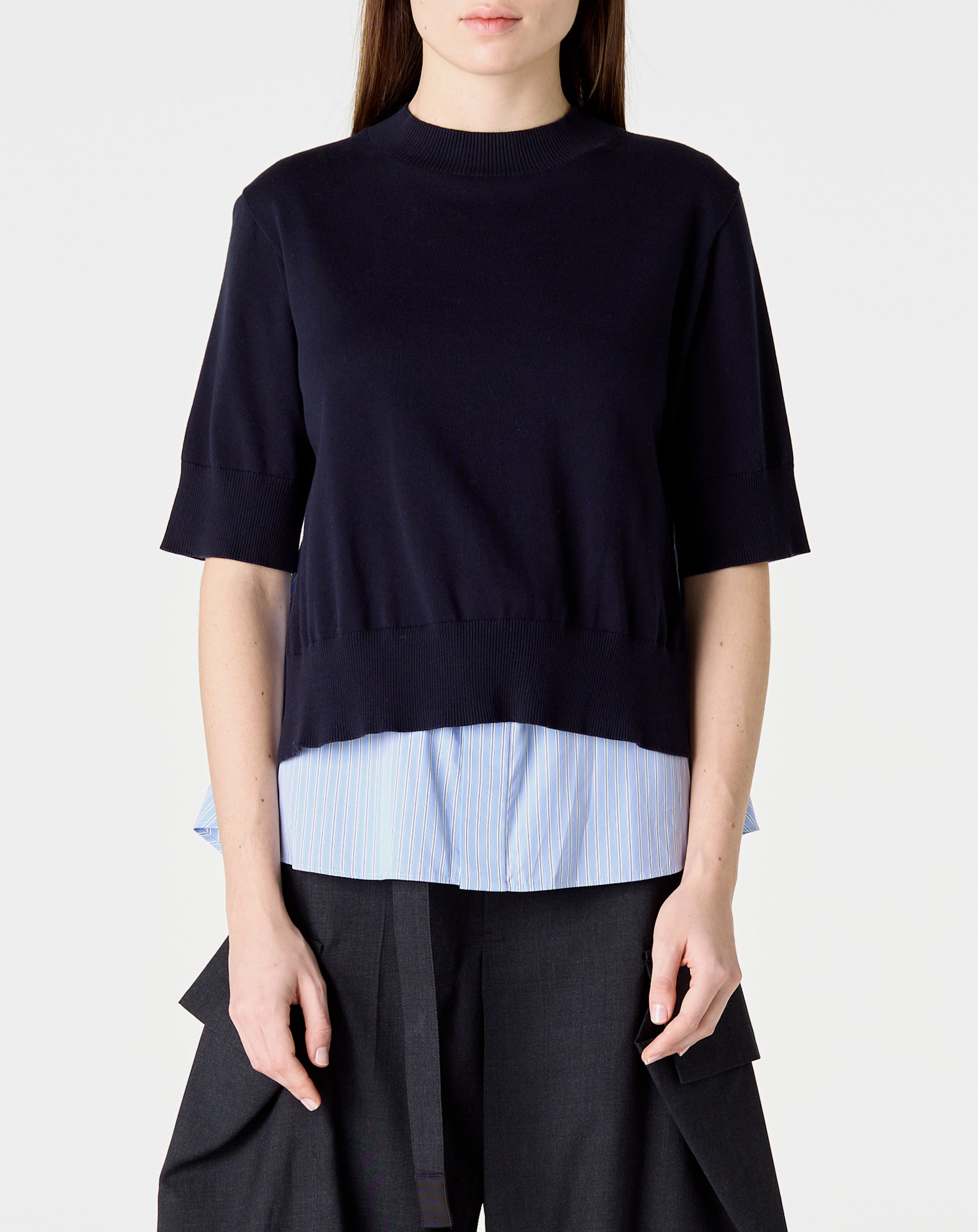 Poplin X Knit Pullover