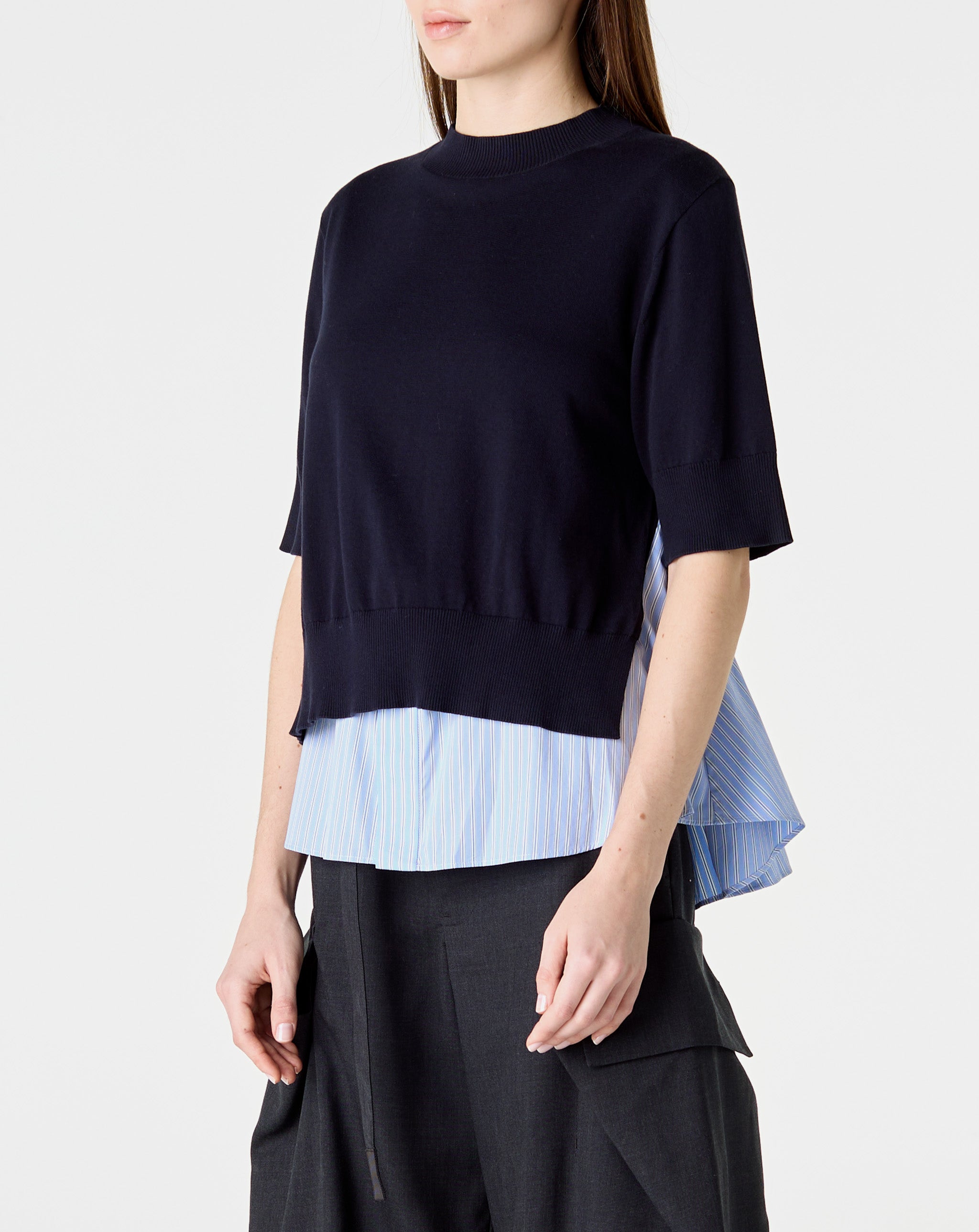 Poplin X Knit Pullover