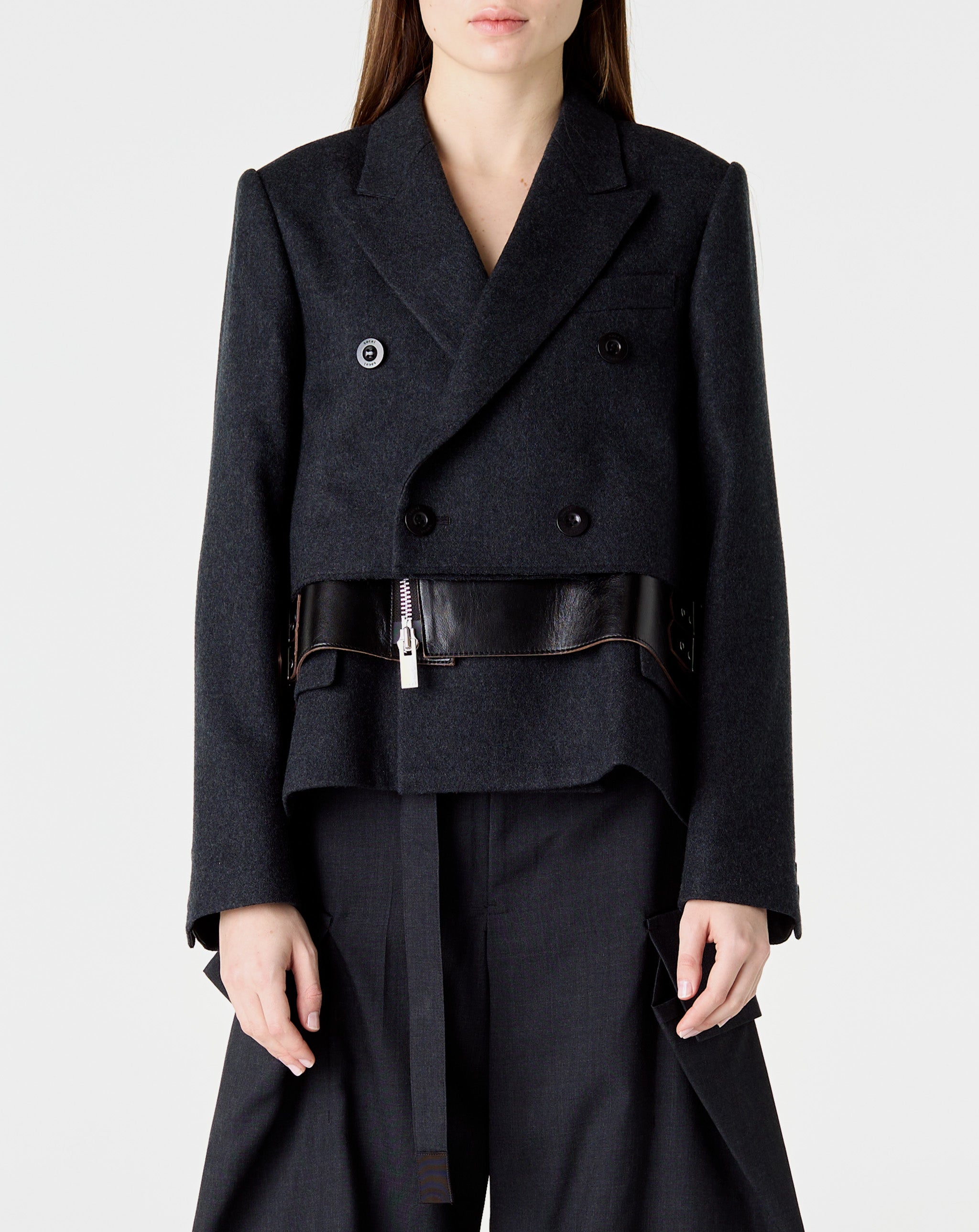 Wool Melton X Leather Jacket