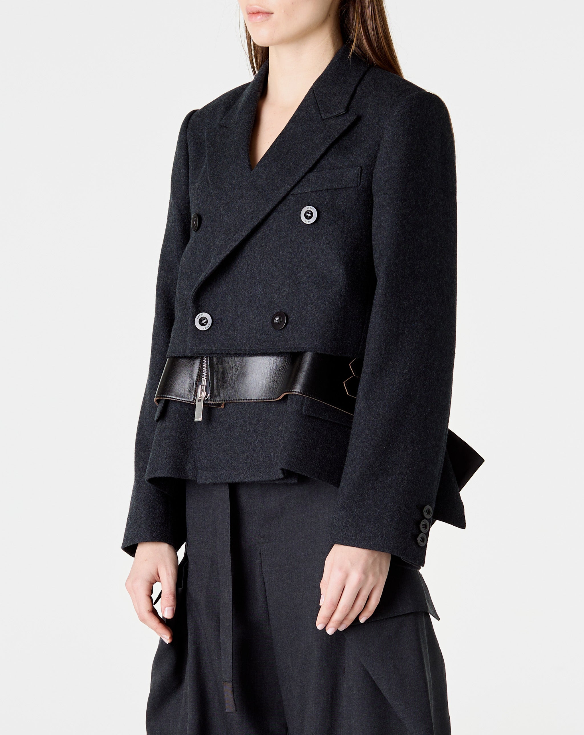 Wool Melton X Leather Jacket