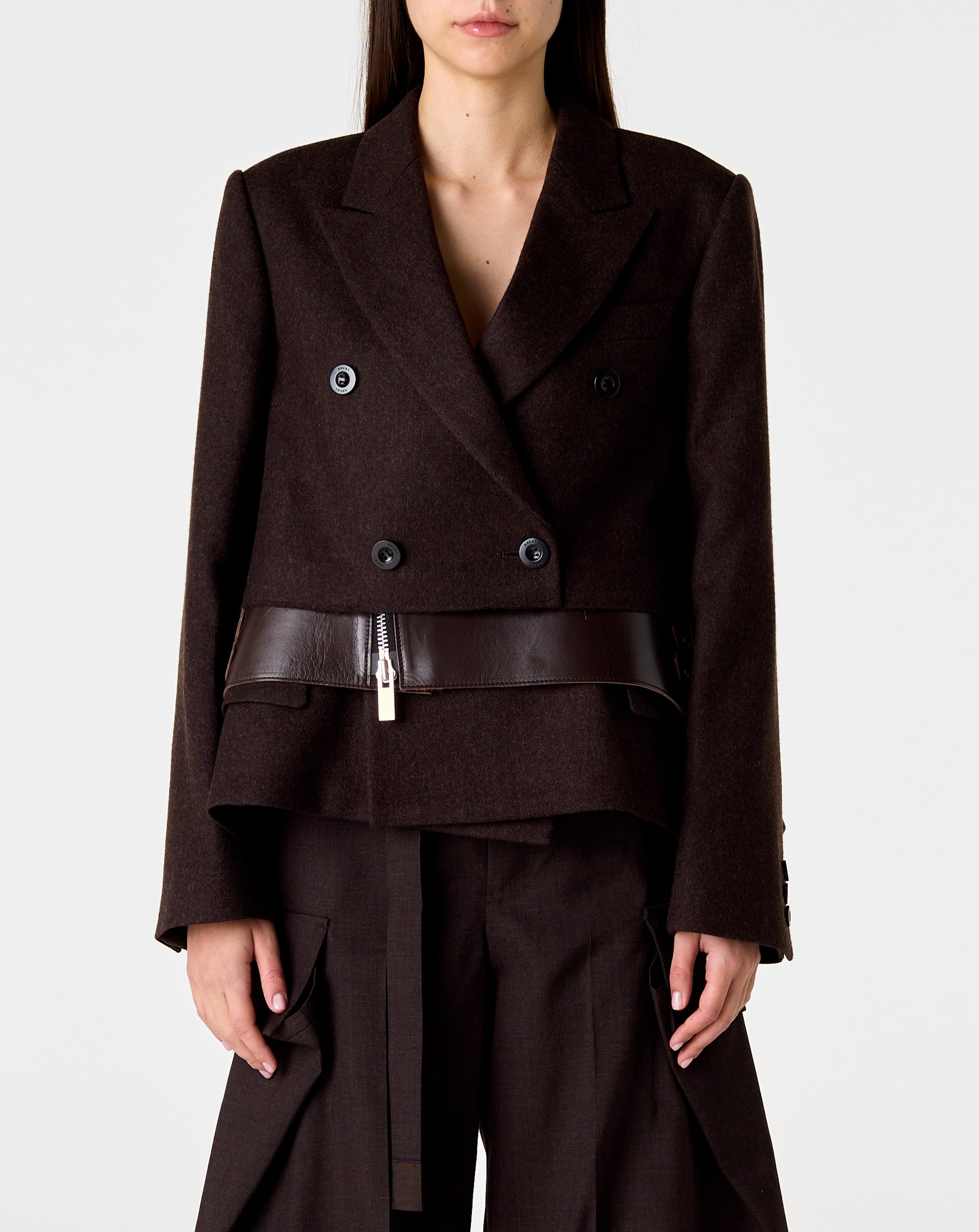 Wool Melton X Leather Jacket