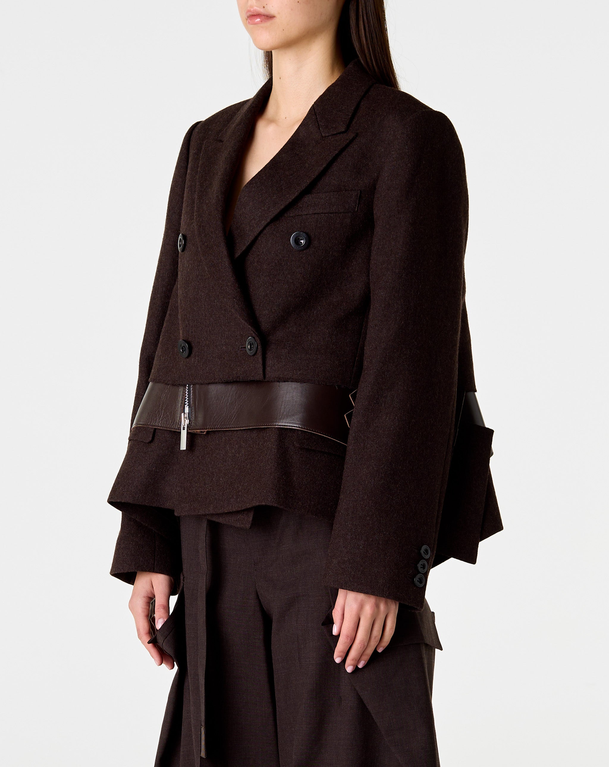 Wool Melton X Leather Jacket