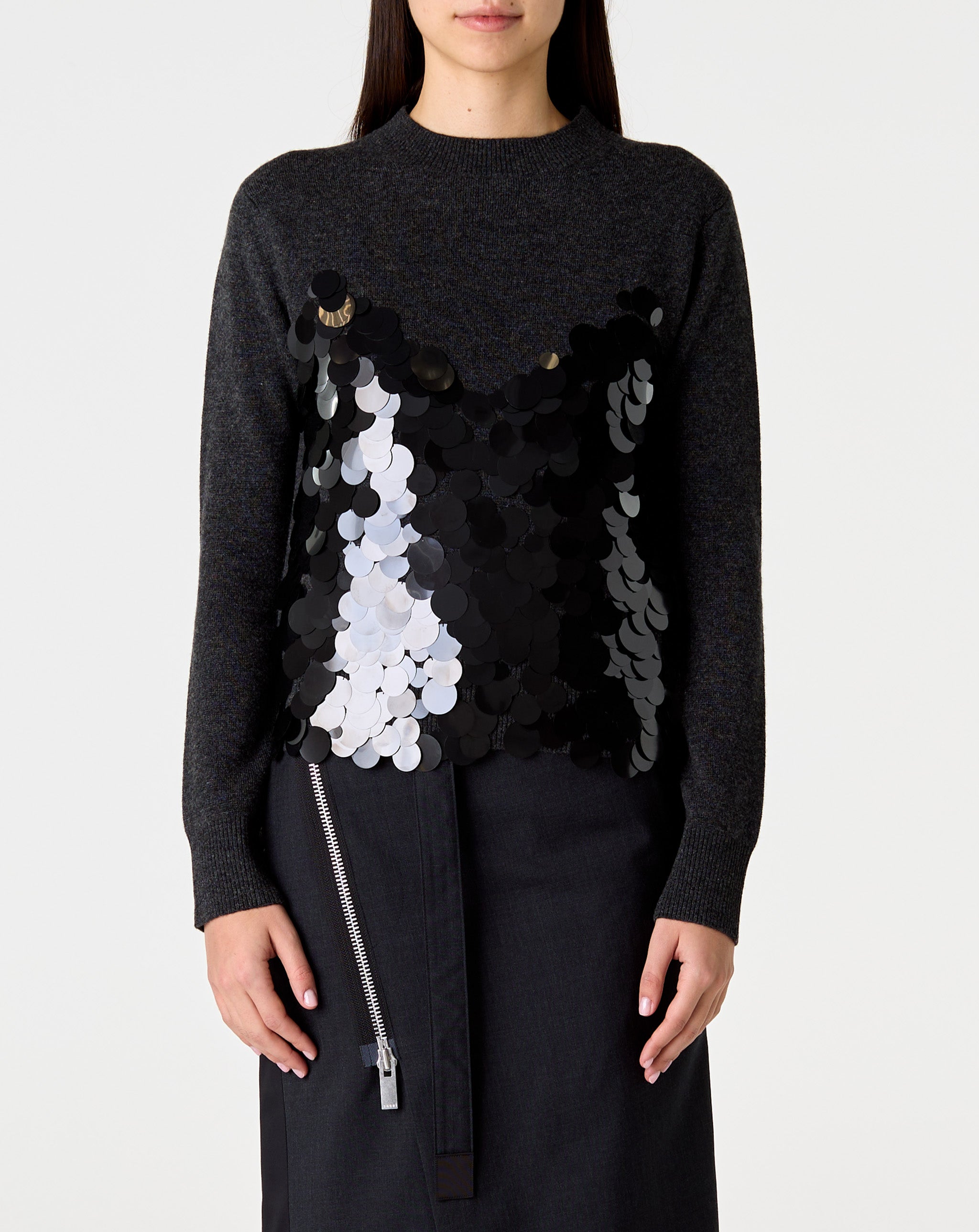 Sequin Wool Knit Pullover