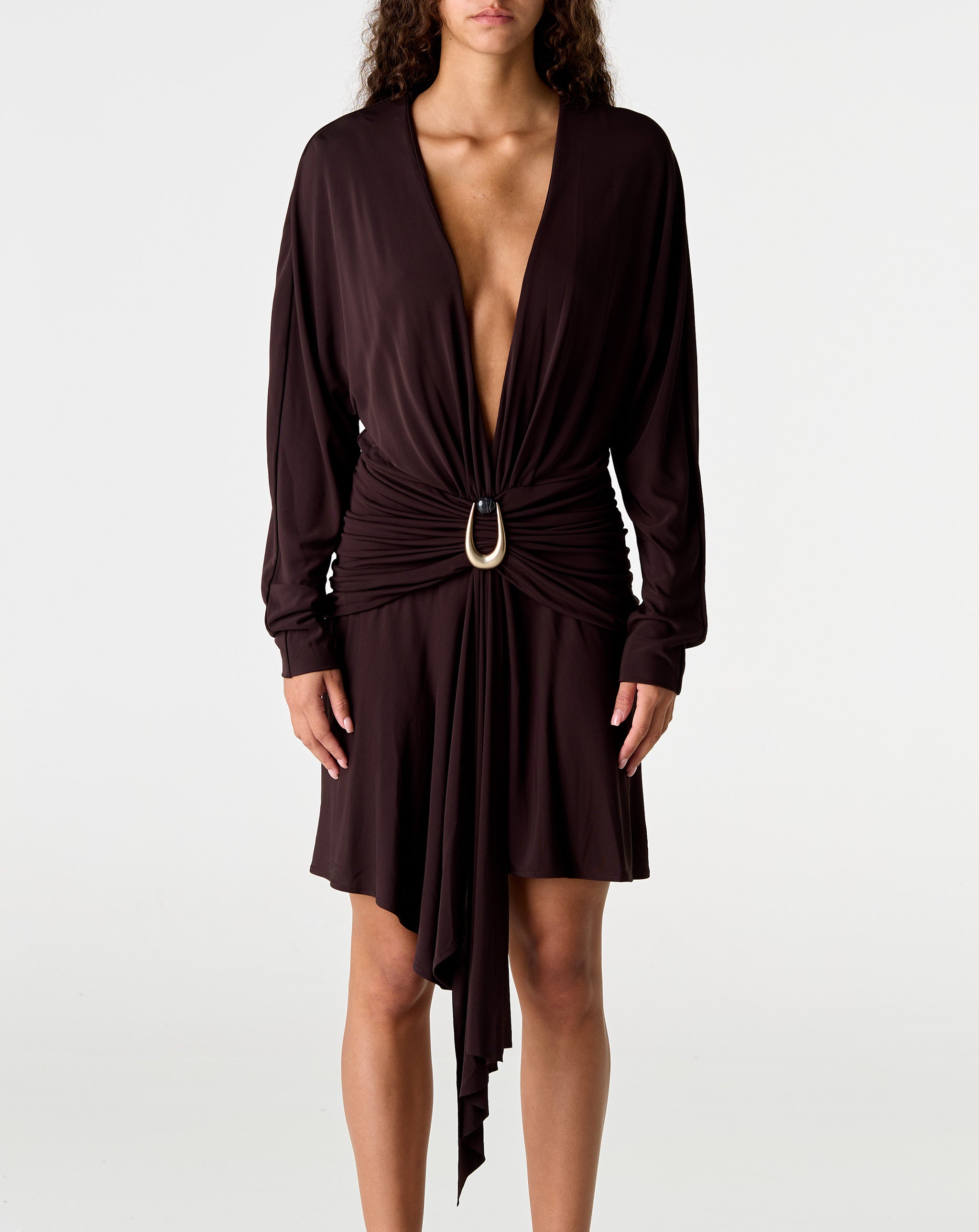 Stone Pin Scarf L/S Mini Dress