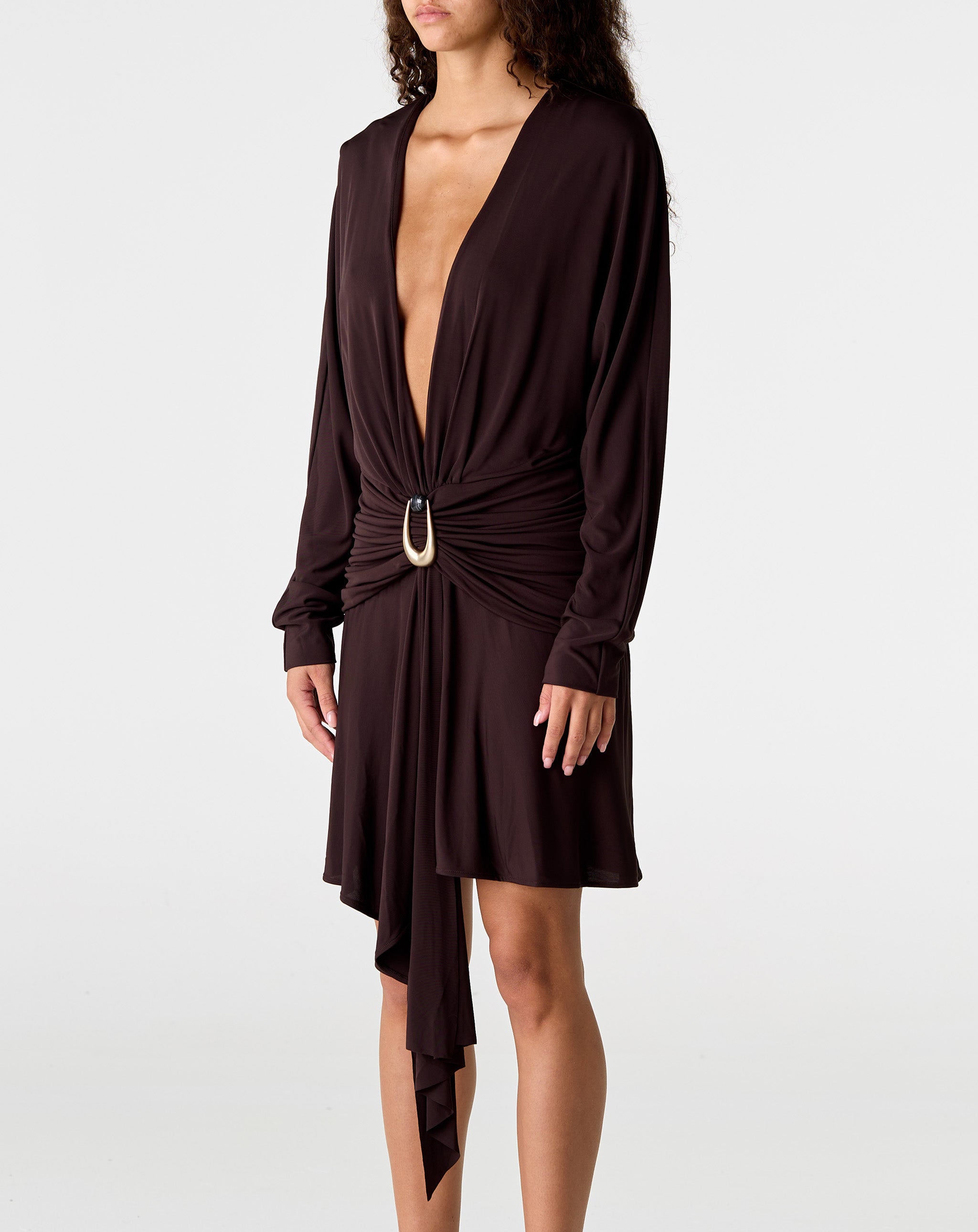 Stone Pin Scarf L/S Mini Dress
