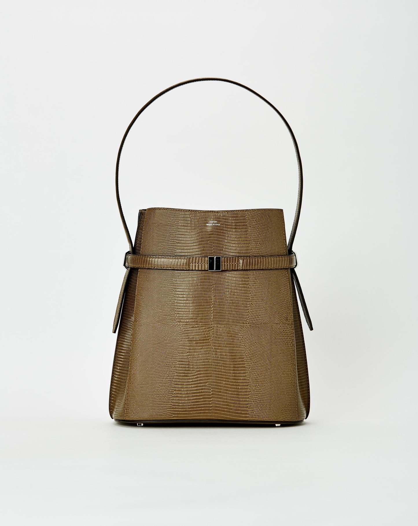 Belted Lizard Embossed Bucket Bag