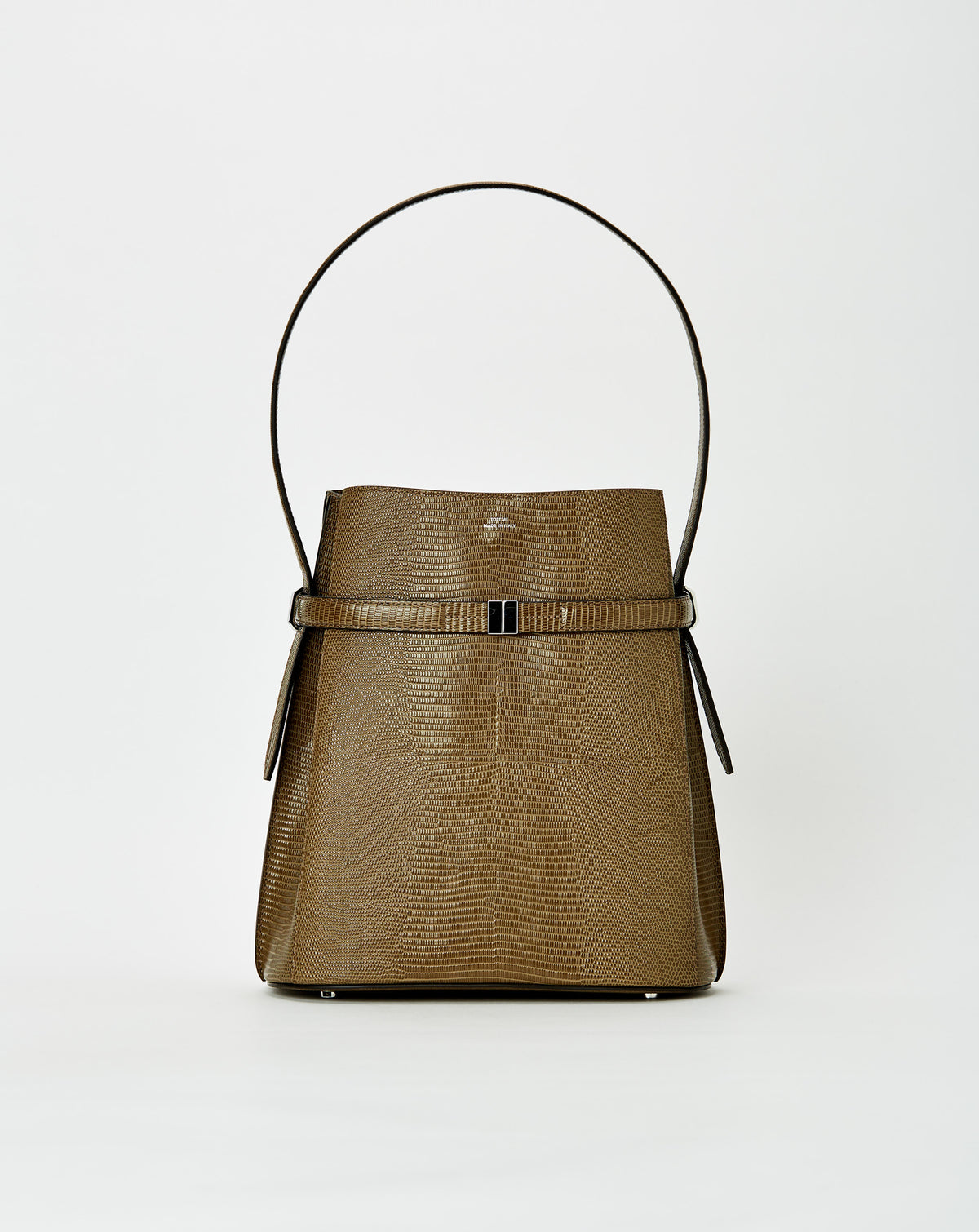 Belted Lizard Embossed Bucket Bag