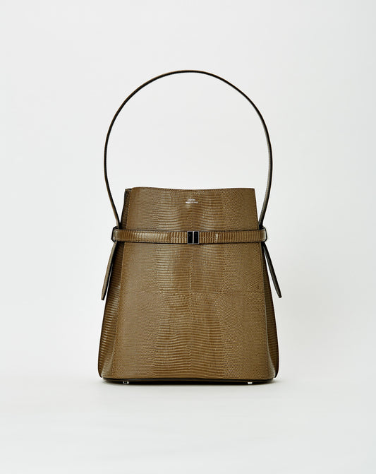 Belted Lizard Embossed Bucket Bag