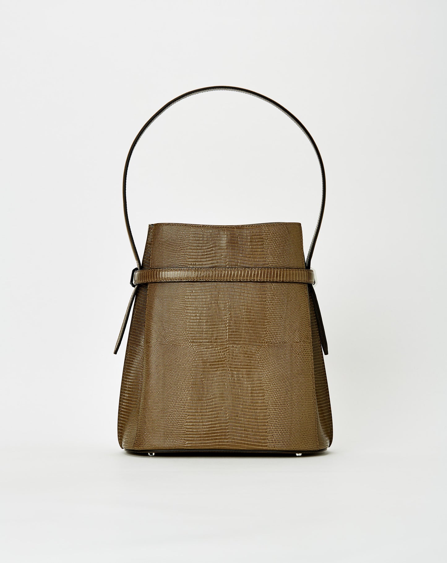 Belted Lizard Embossed Bucket Bag