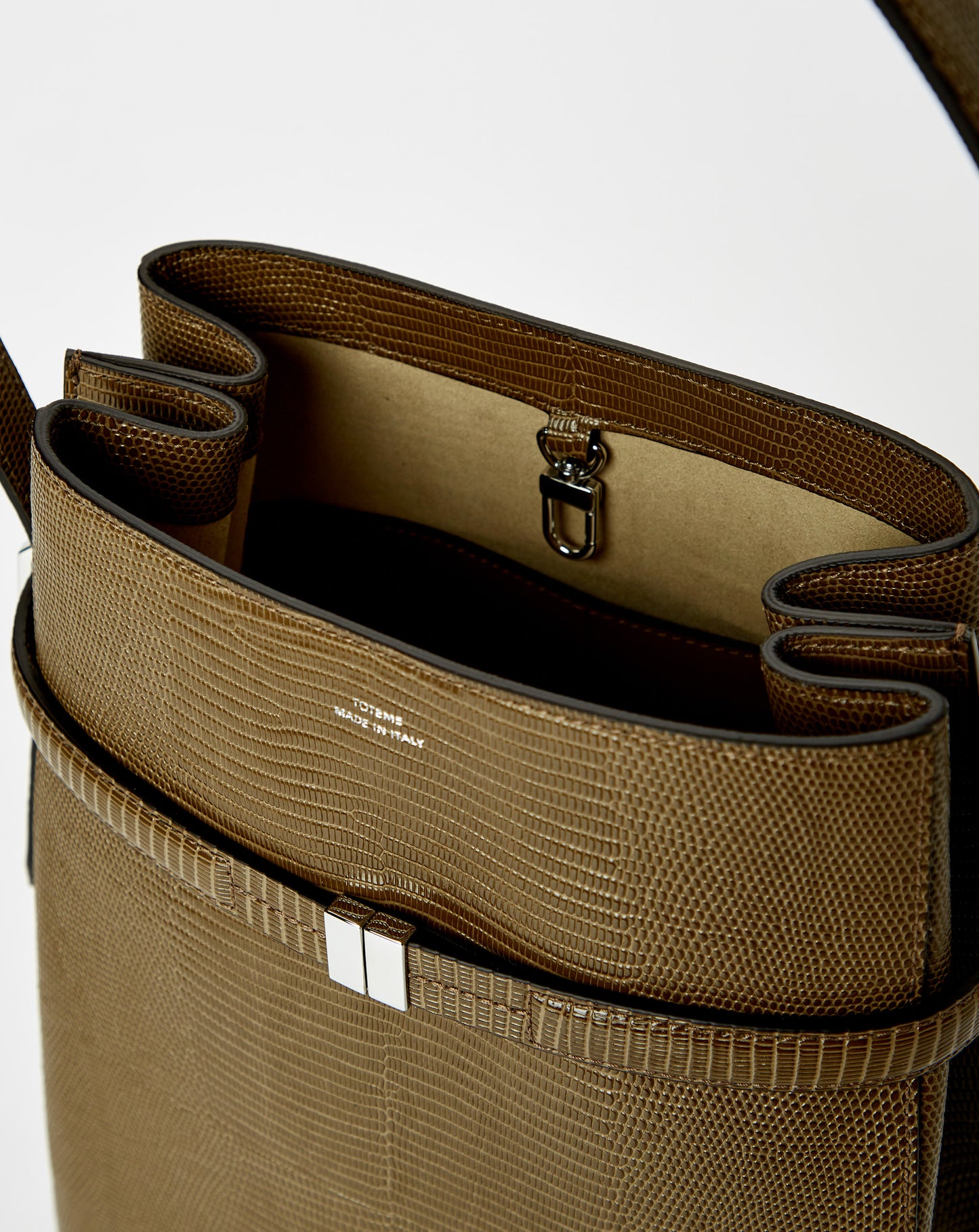 Belted Lizard Embossed Bucket Bag