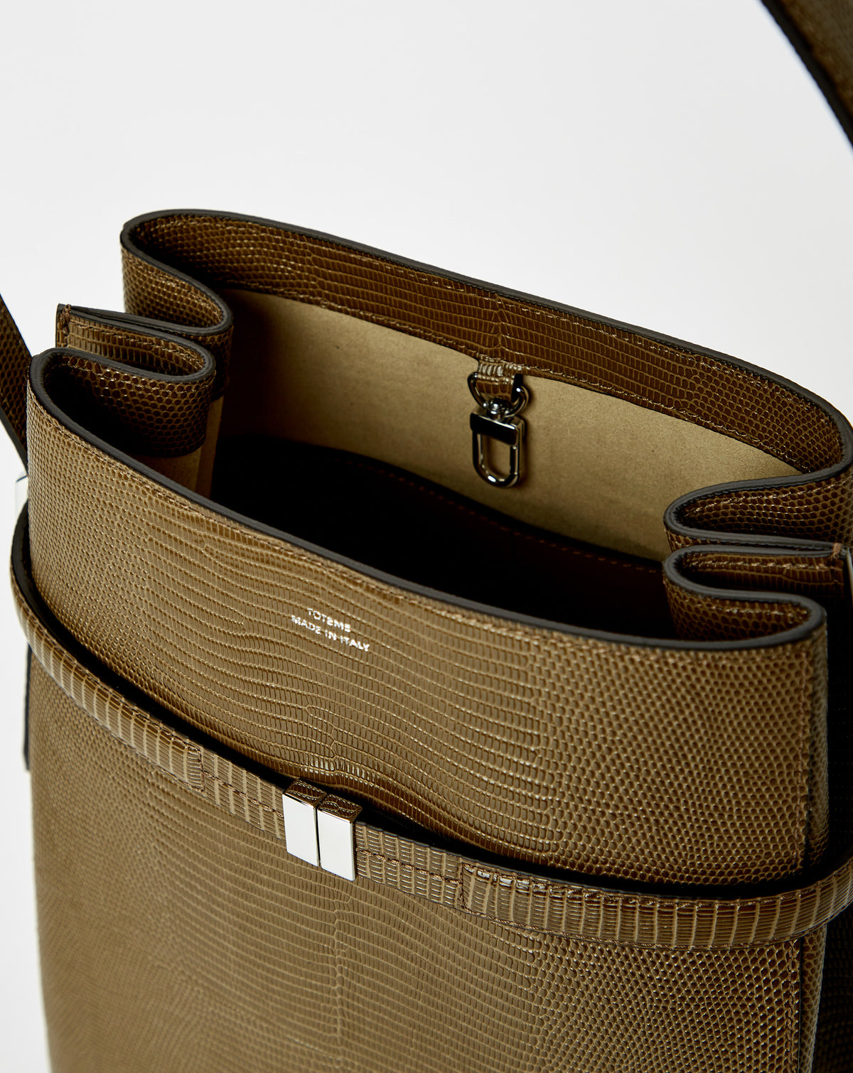 Belted Lizard Embossed Bucket Bag