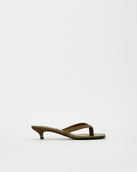 Lizard Embossed Heeled Flip Flops