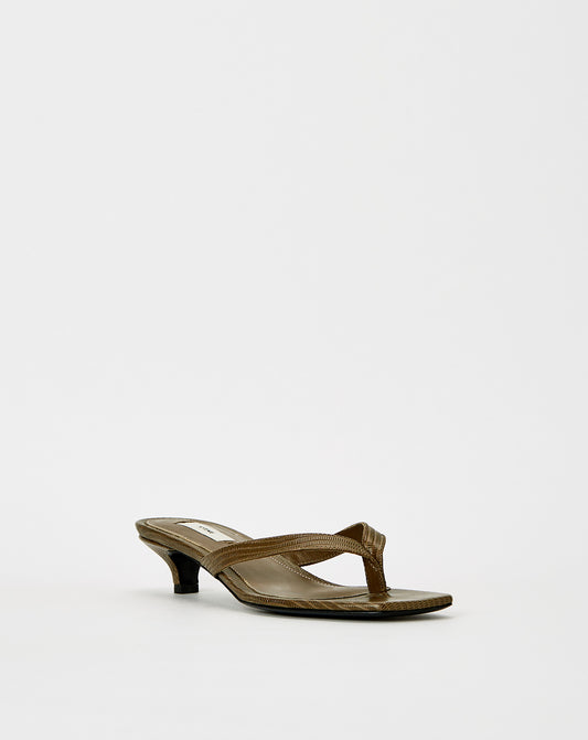 Lizard Embossed Heeled Flip Flops
