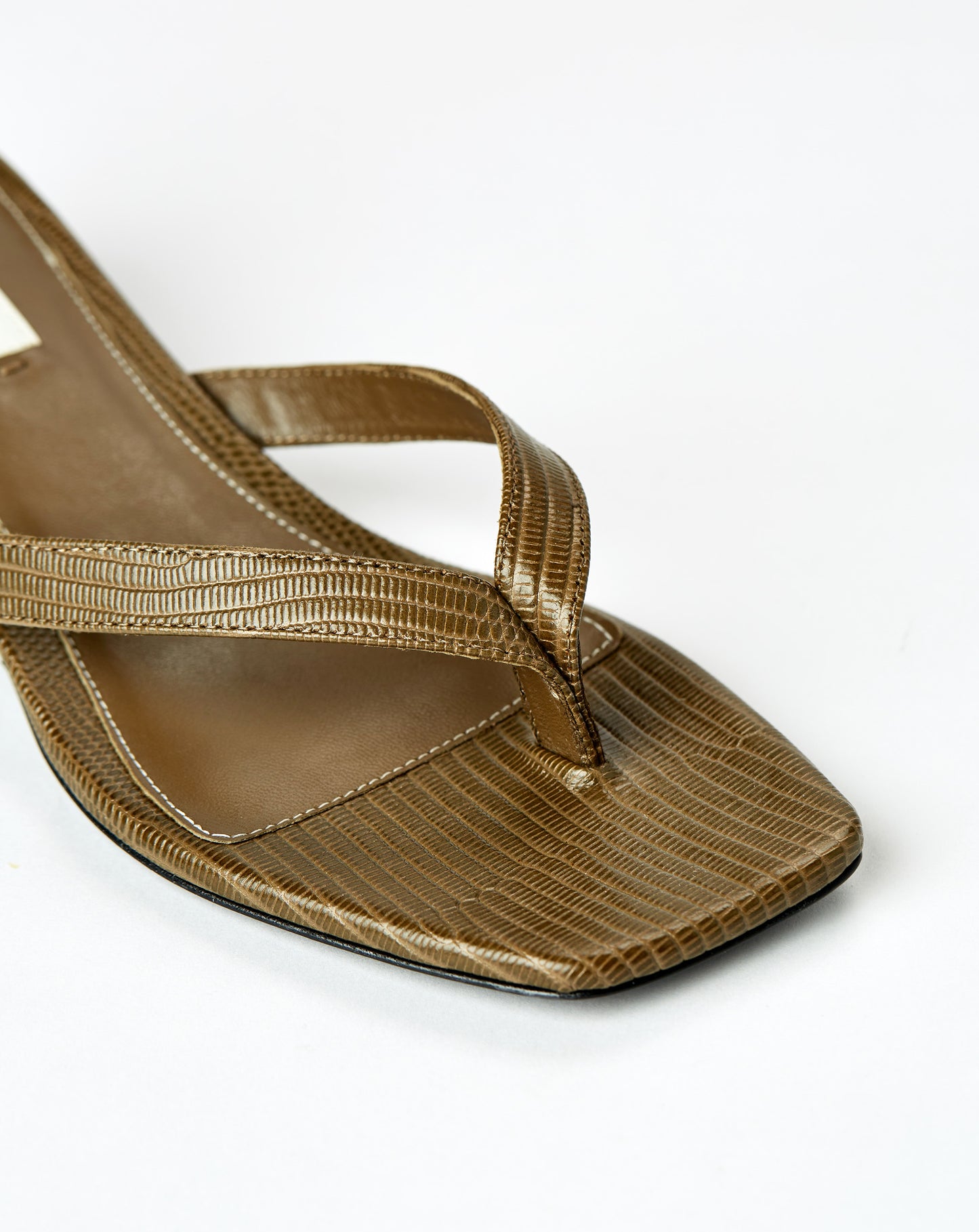 Lizard Embossed Heeled Flip Flops