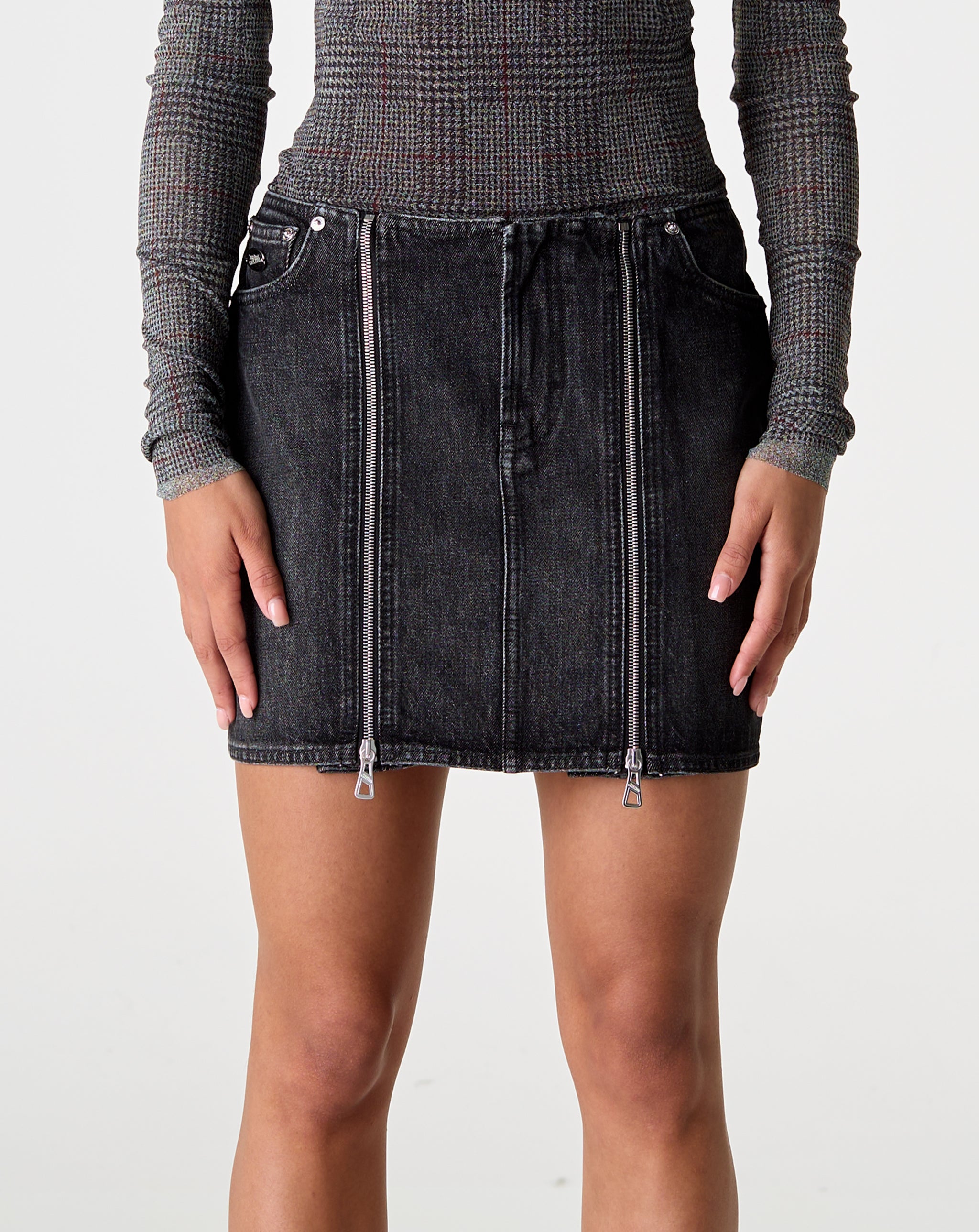 Denim Zipped Mini Skirt