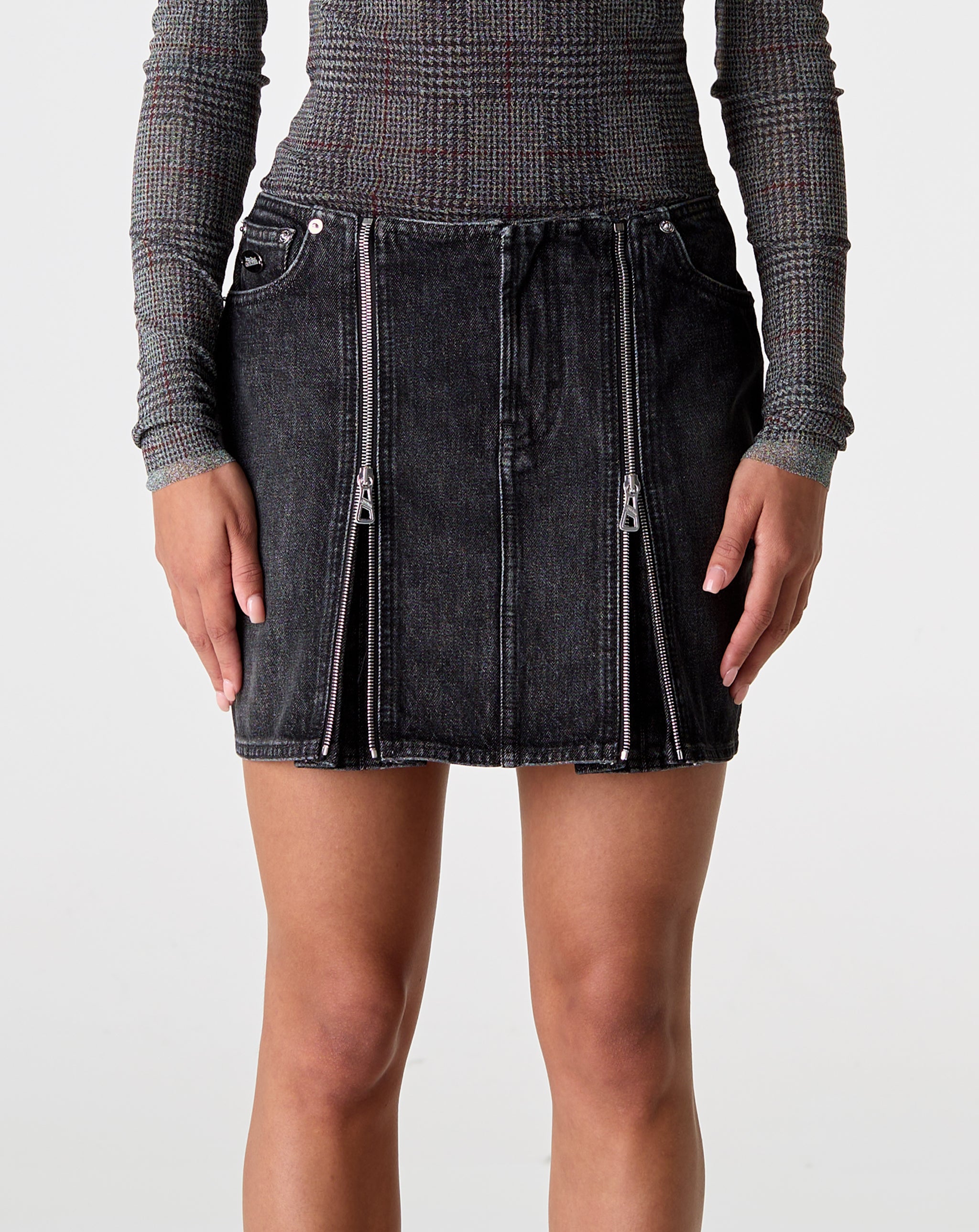 Denim Zipped Mini Skirt